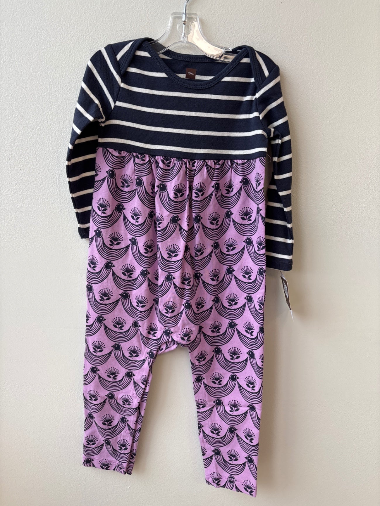 Tea | 12 - 18 Months | Jumper - Purple - Stripes and Birds