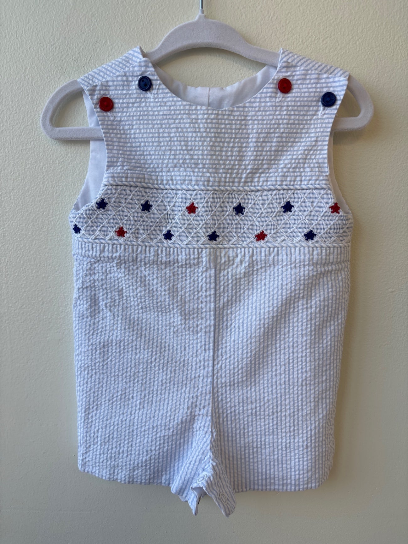 Zuchini | 6 Months | Romper - Blue - Smocked with Stars