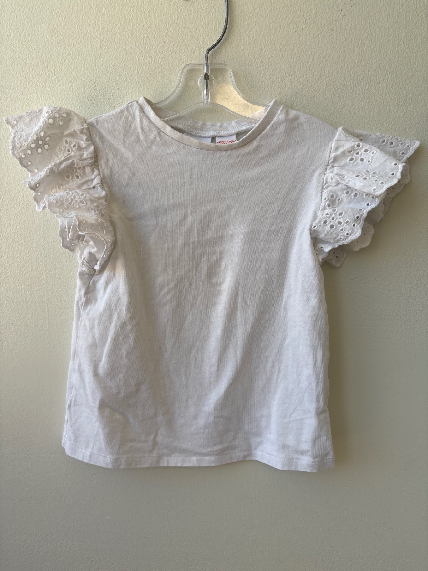 Zara | 3T/4T | T-Shirt - White - Eyelet Flutter Sleeve