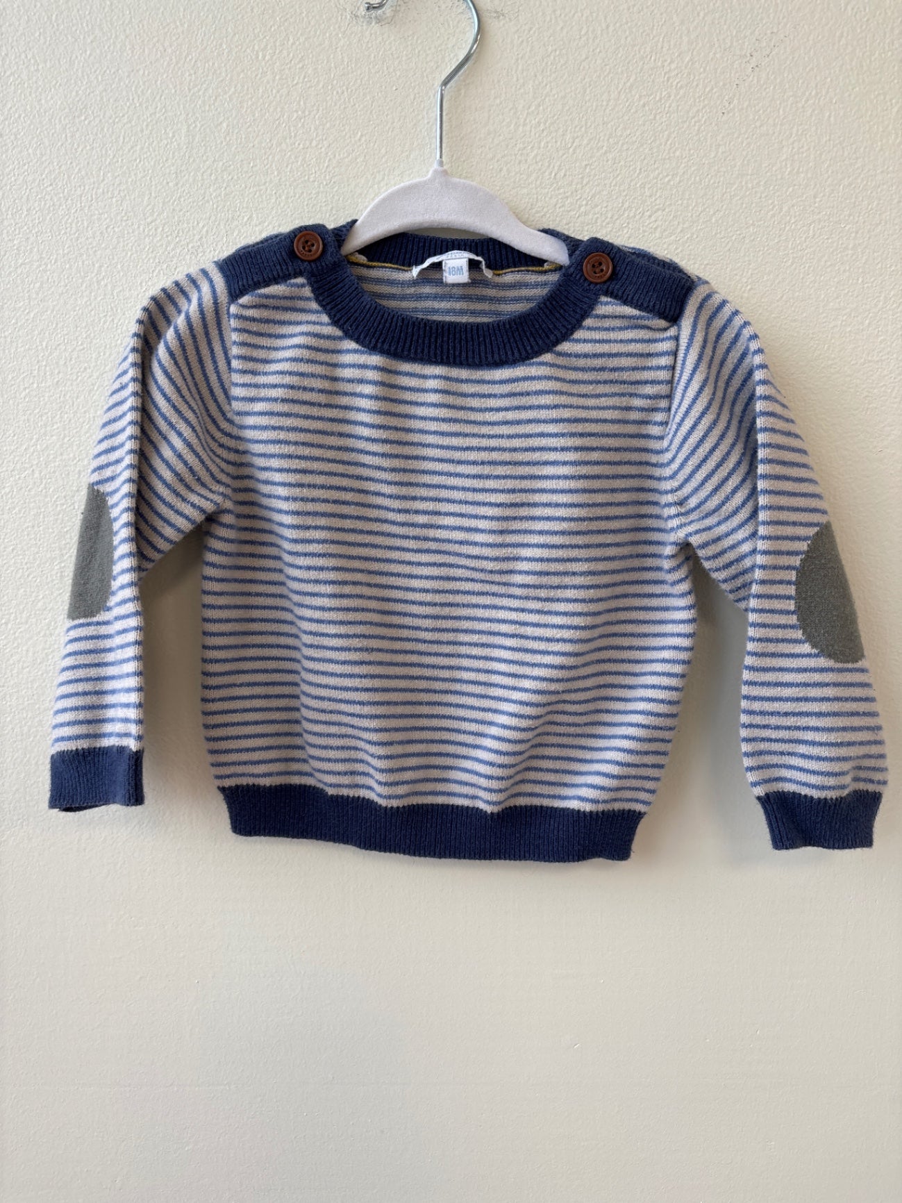 Jacadi | 18 Months | Sweater - Gray - Blue Stripe