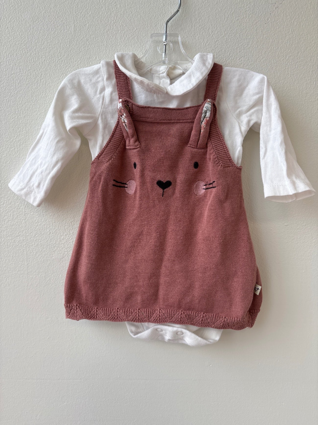 Viverano | 0 - 3 Months | 2 Piece Ensemble - Mauve - Bodysuit + Knit Dress 100% organic cotton