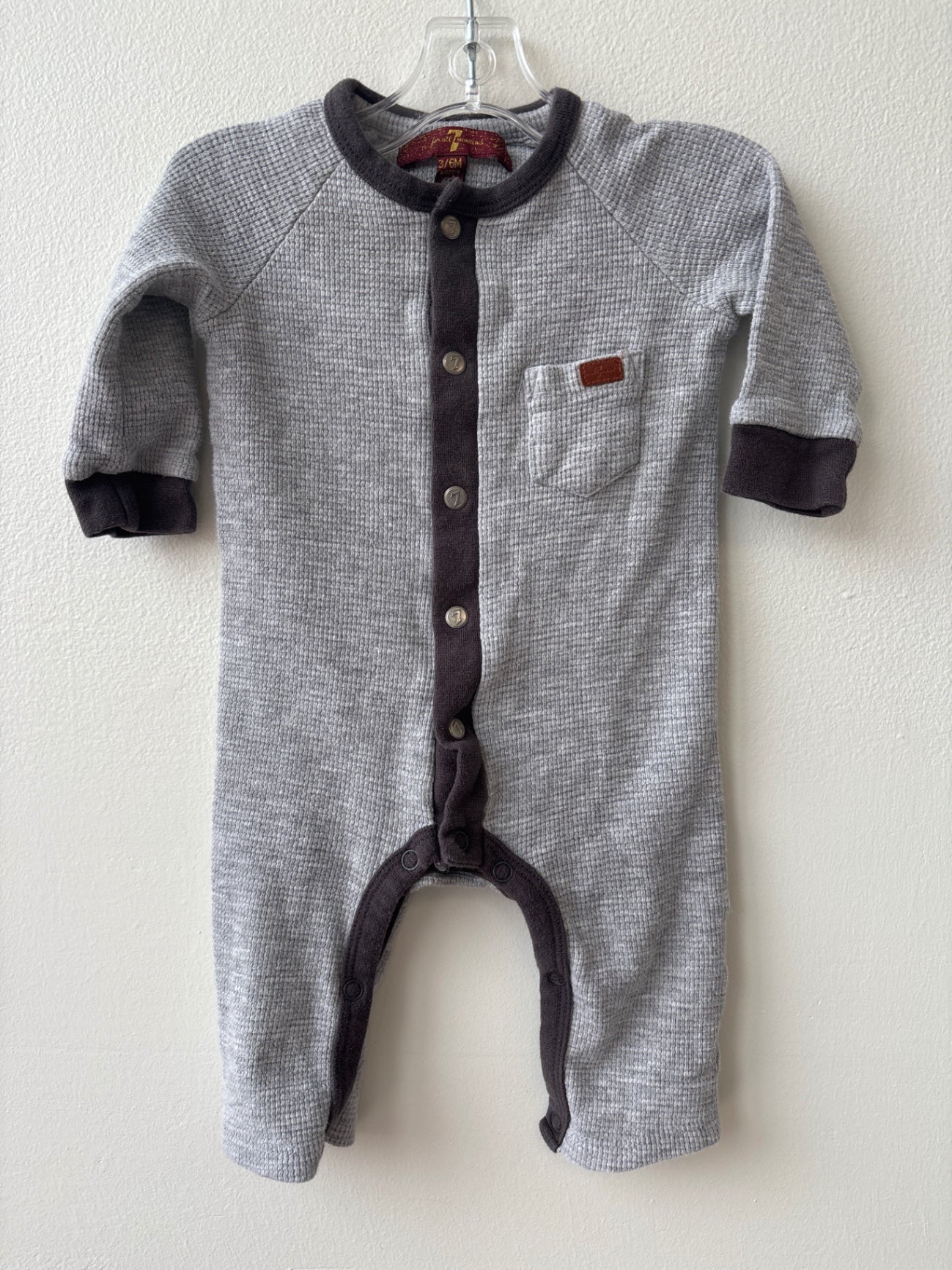 7 for All Mankind Gray Waffle Jumper - size 3-6 Months