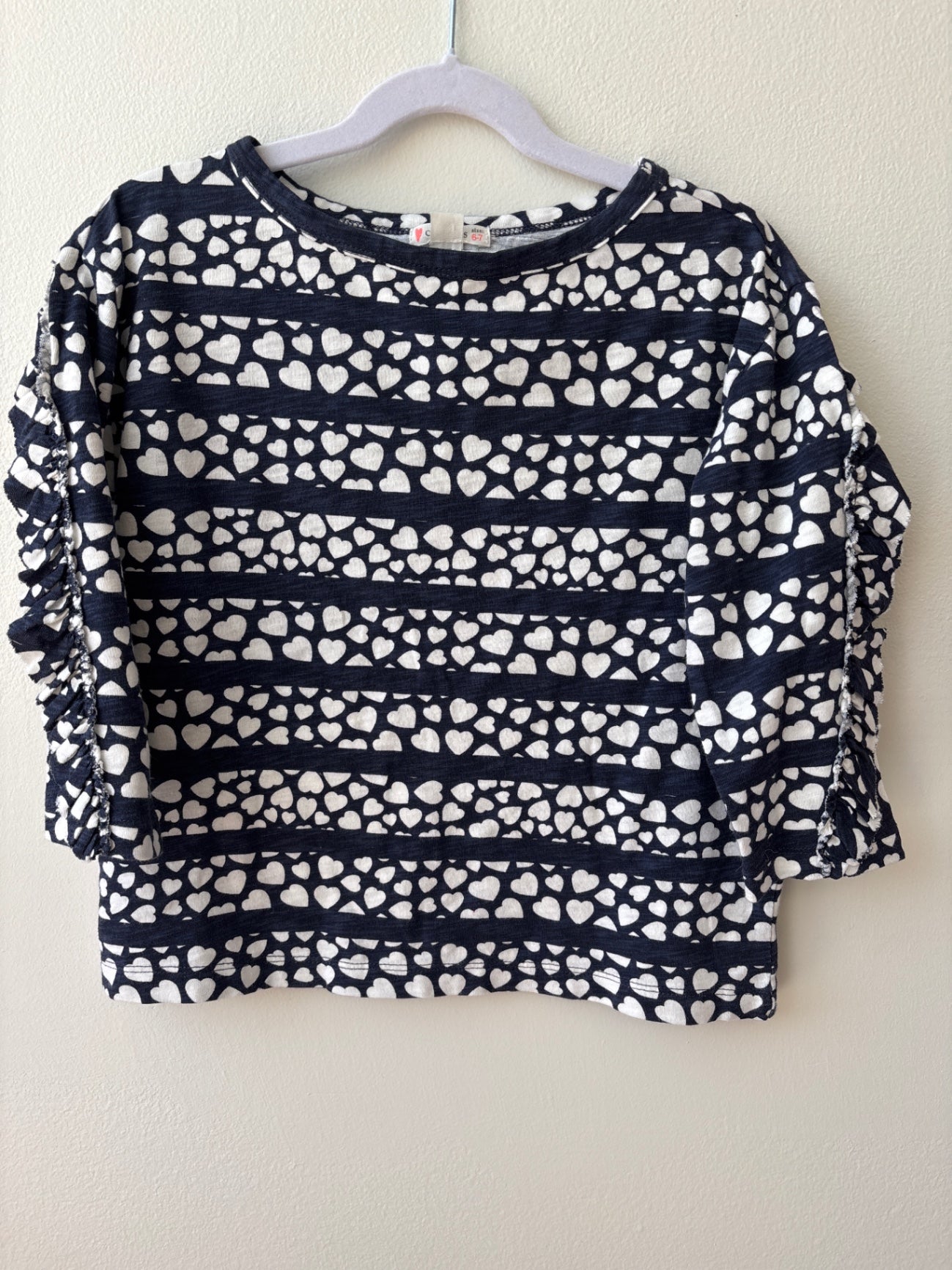 Crewcuts | 6/7 | Long Sleeve T-Shirt - Navy - ruffle sleeve