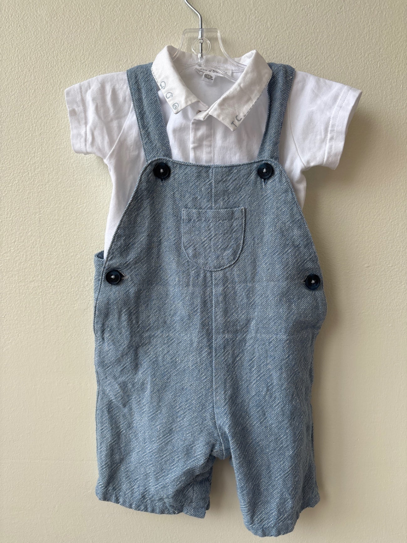 Tartine et Chocolat | 12 Months (1A) | 2 Piece Ensemble - Blue - Romper & Collared Bodysuit
