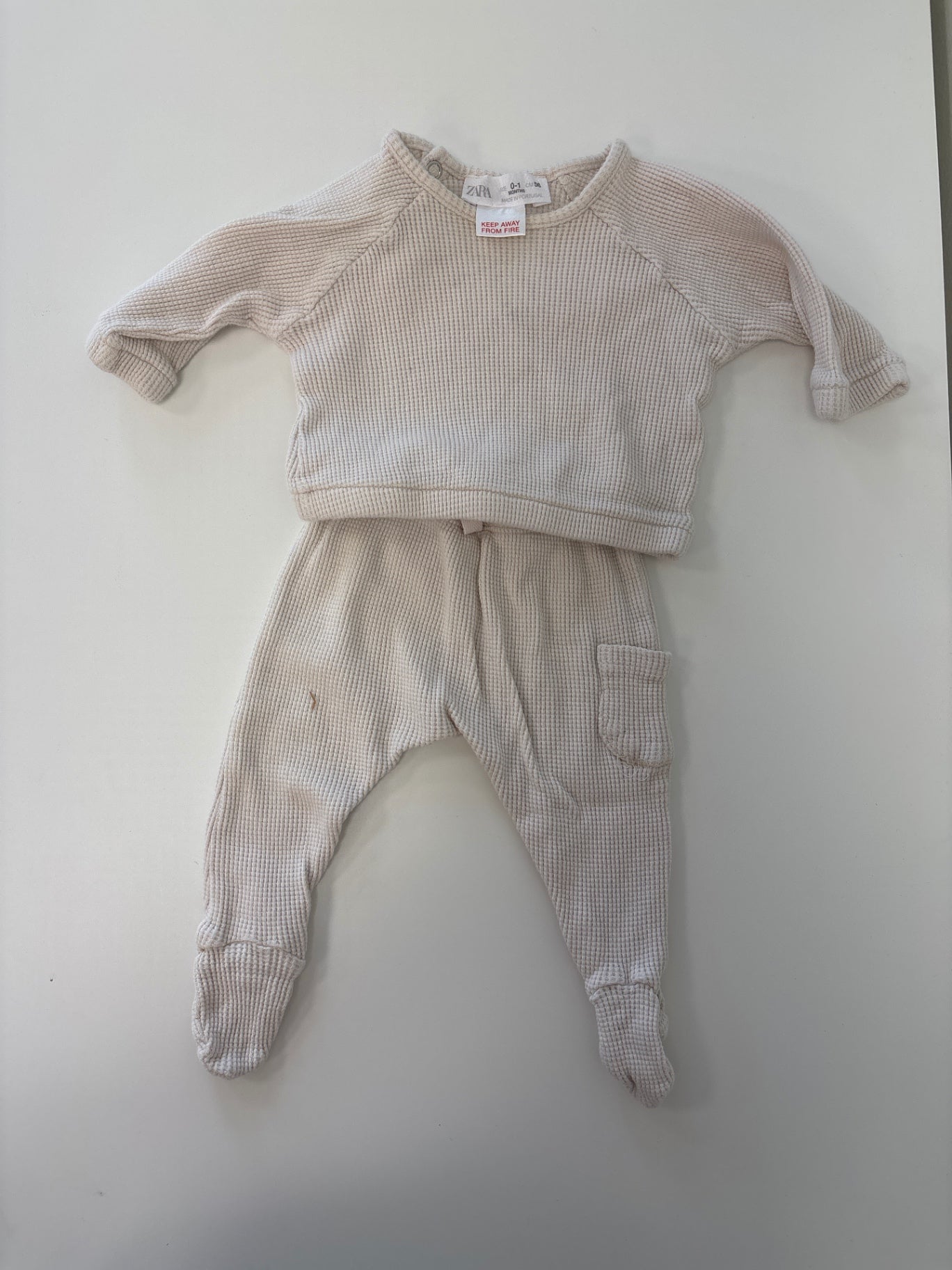 Zara | 0 - 1 Months | 2 Piece Ensemble - White - Waffle