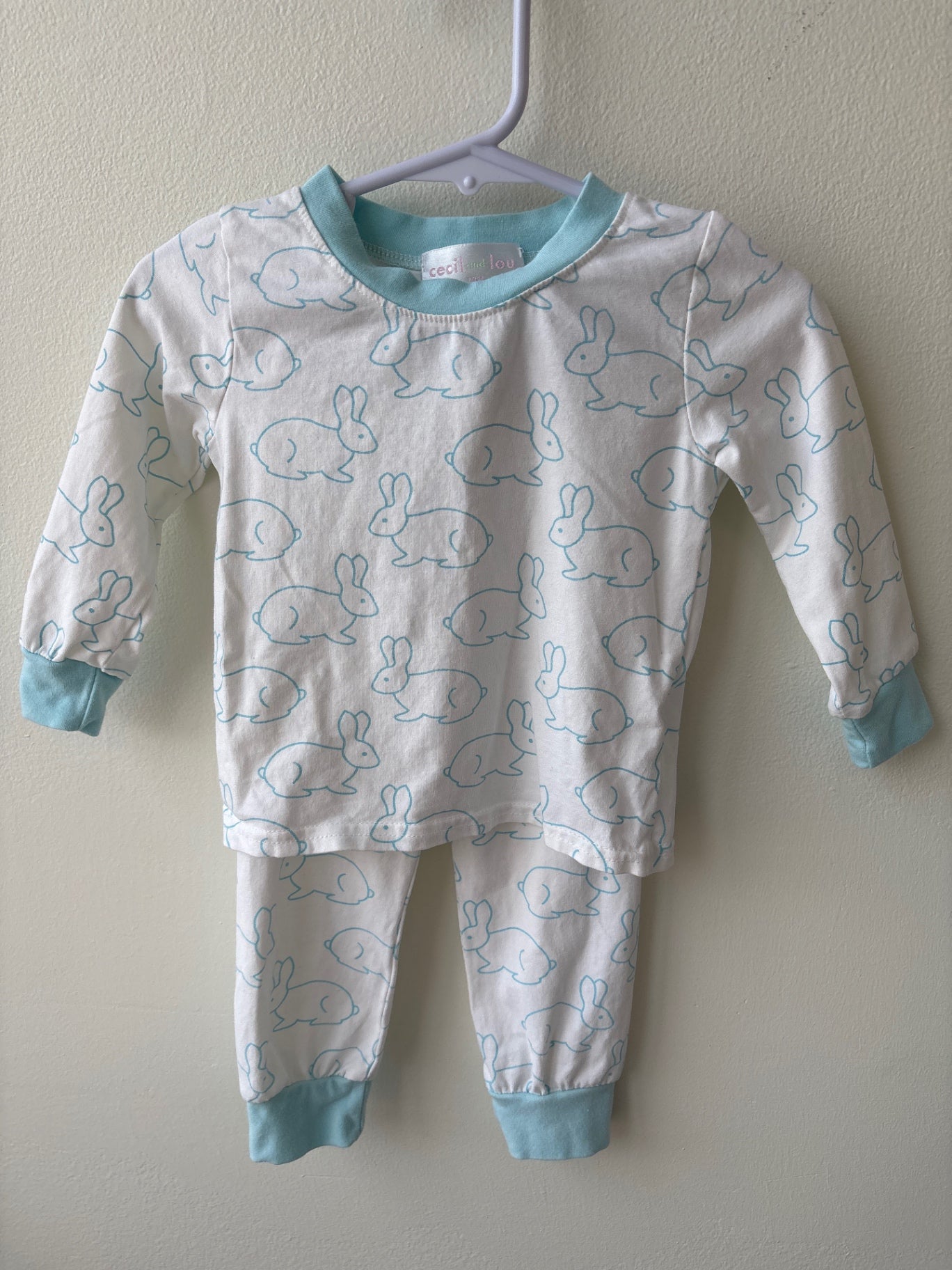 Cecil and Lou | 12 Months | Pajamas - White - bunnies