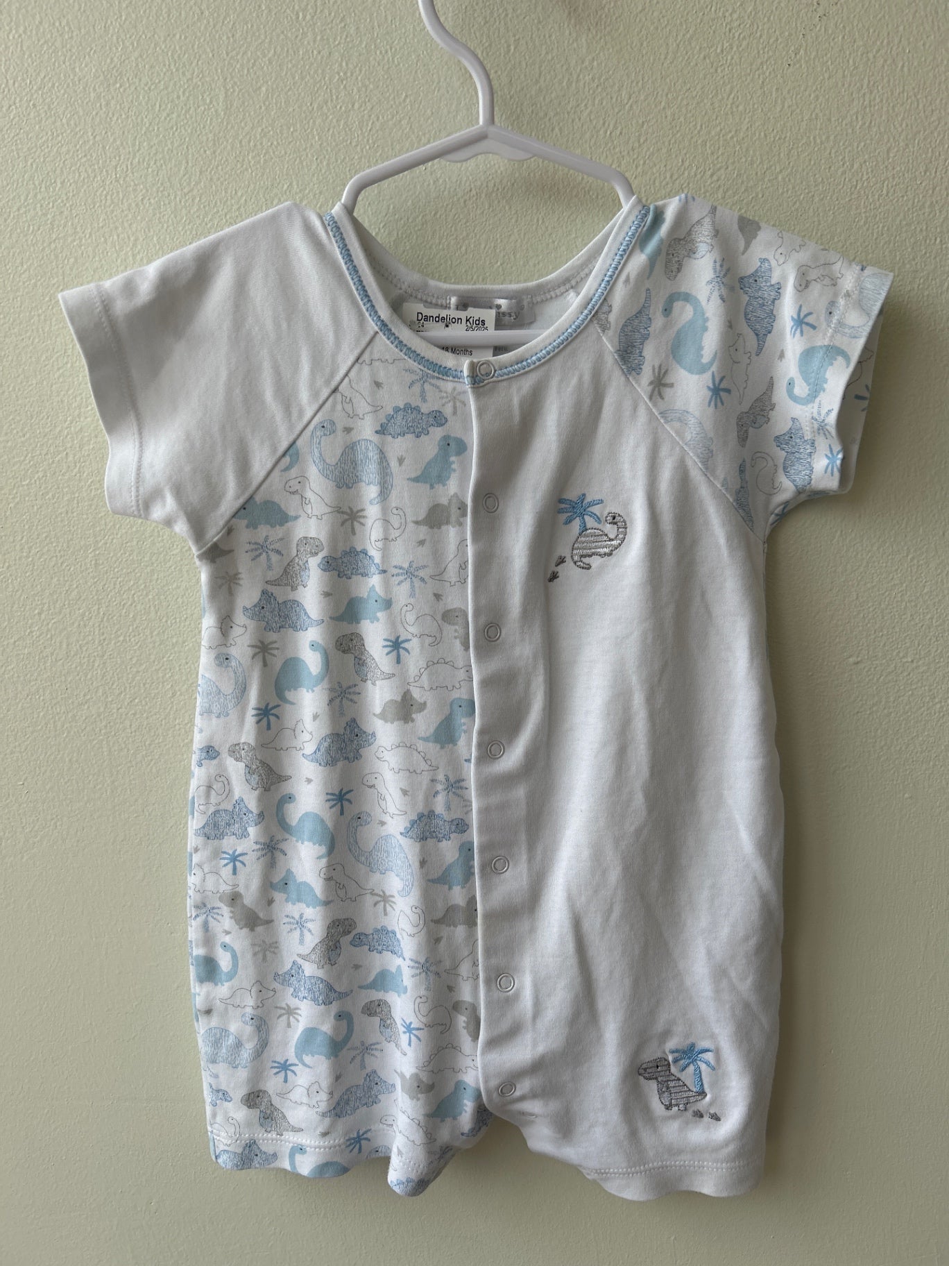 Kissy Kissy | 12 - 18 Months | Romper - White - dino