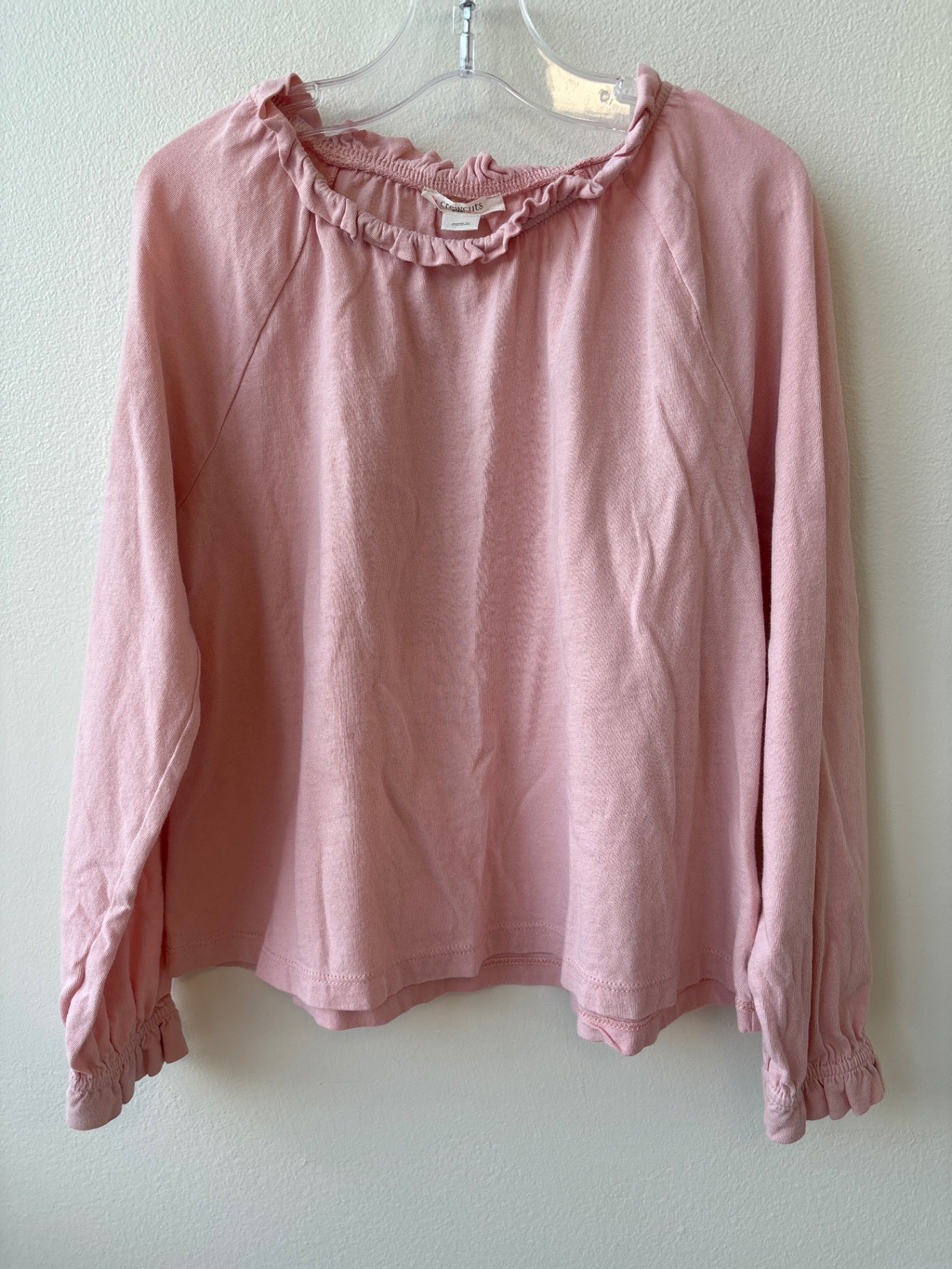 Crewcuts | S | Long Sleeve T-Shirt - Pink - Ruffle Detail