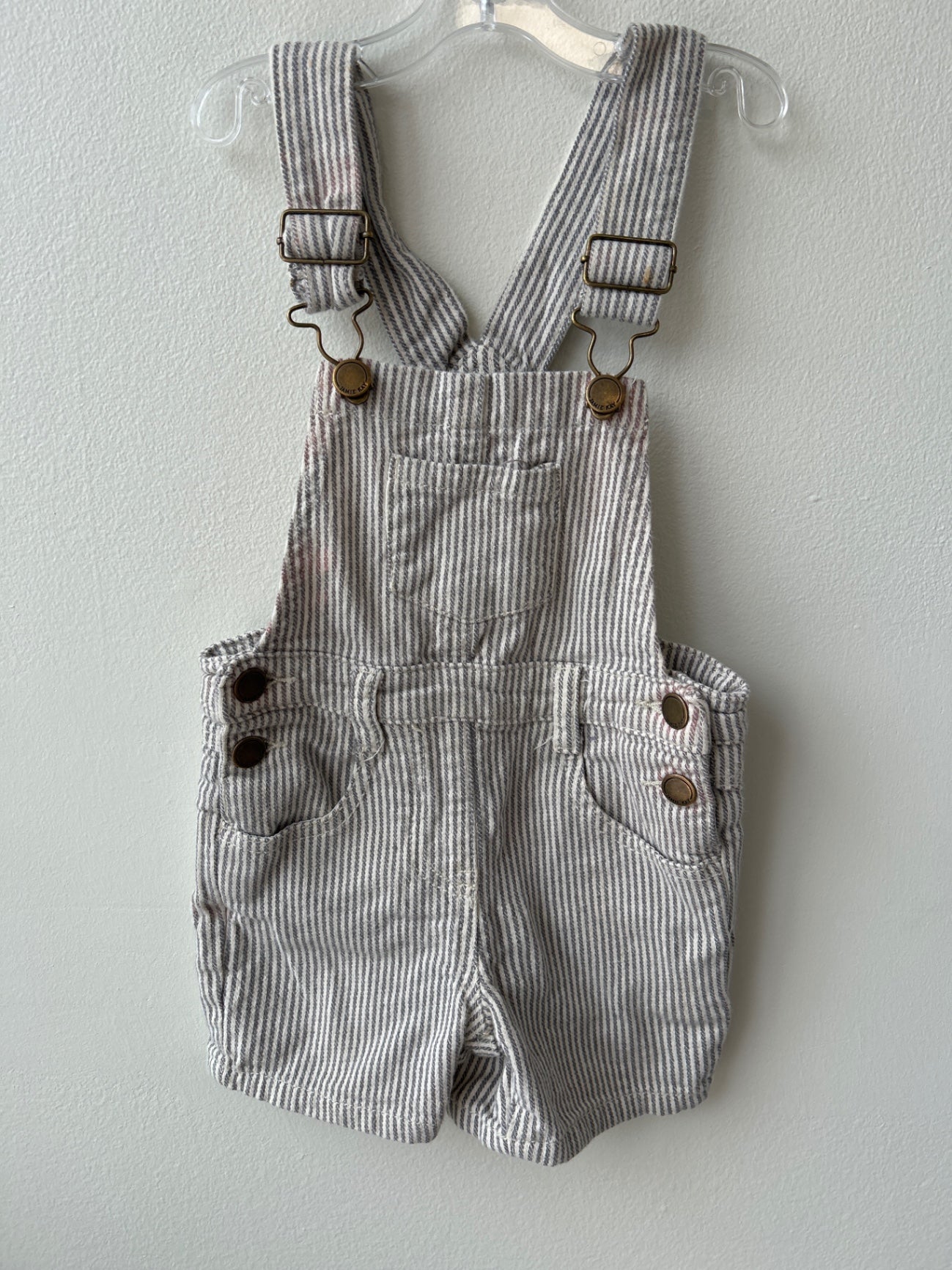 Jamie Kay | 3T | Overalls - White - white/gray stripe