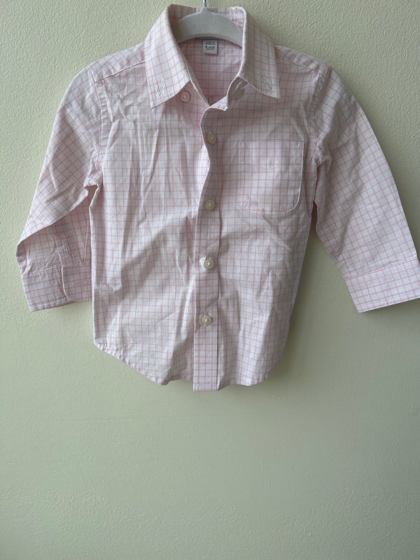 Janie and Jack | 6-12 months | Shirt - White - pink checkered