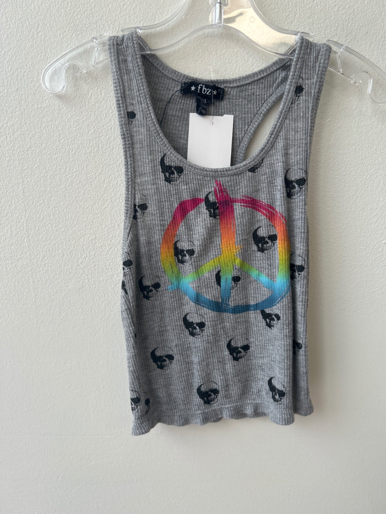 Flowers by Zoe | M | Tank Top - Gray - Peace Sign