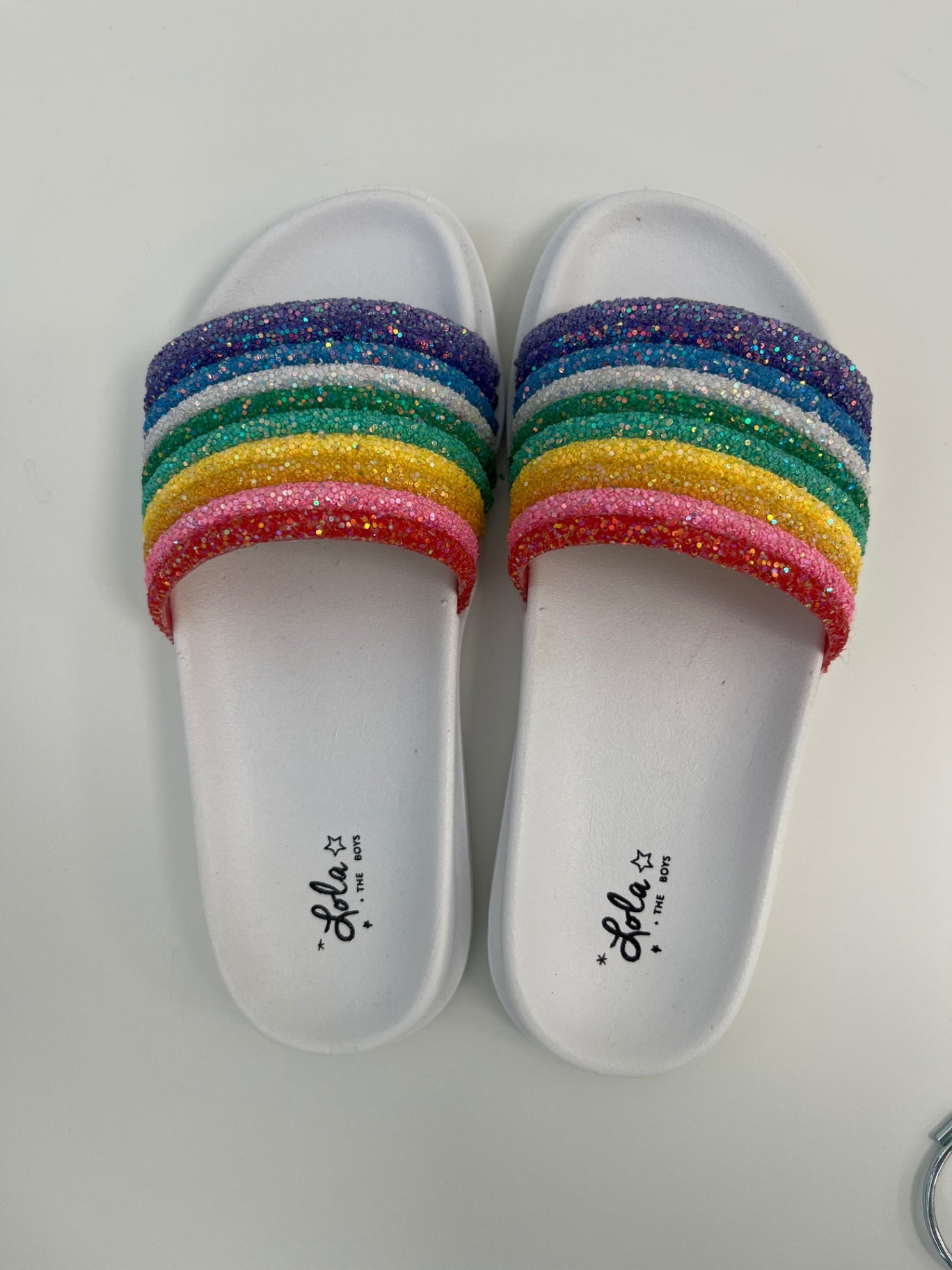 Lola & The Boys Sandals - Multicolor Glitter Rainbow | size shoe 4