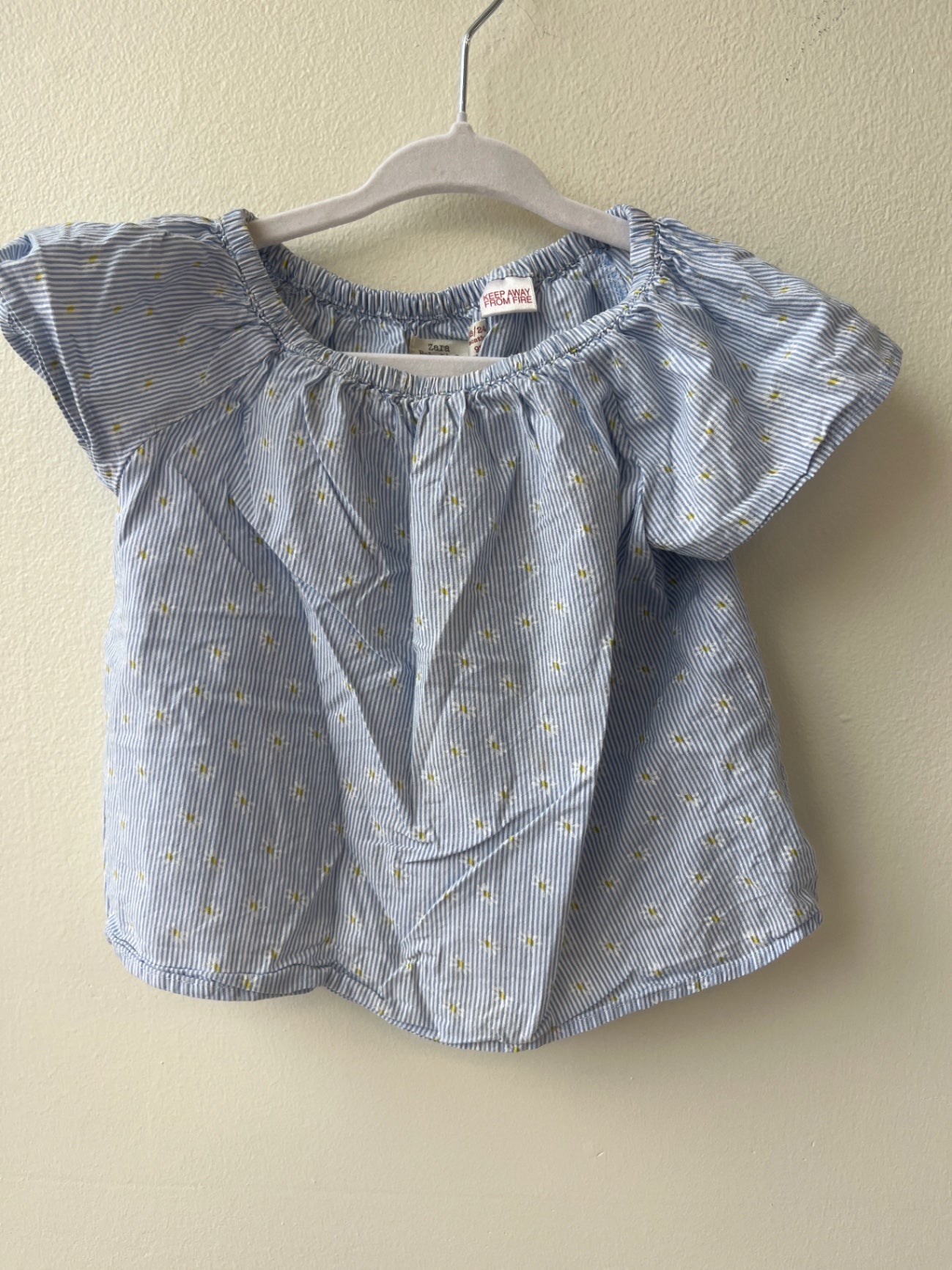 Zara Shirt - Blue Stripes with Daisies | size 18 - 24 Months