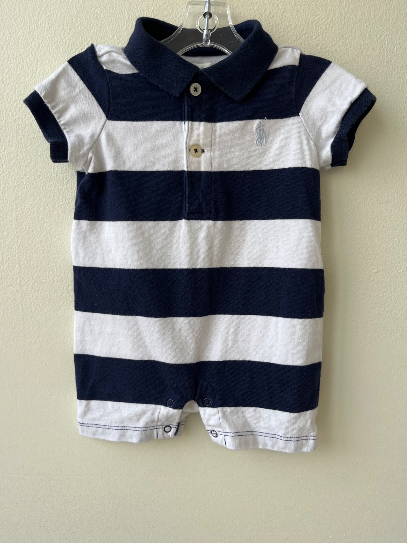Ralph Lauren Romper - White/Navy Stripes | size 3 Months
