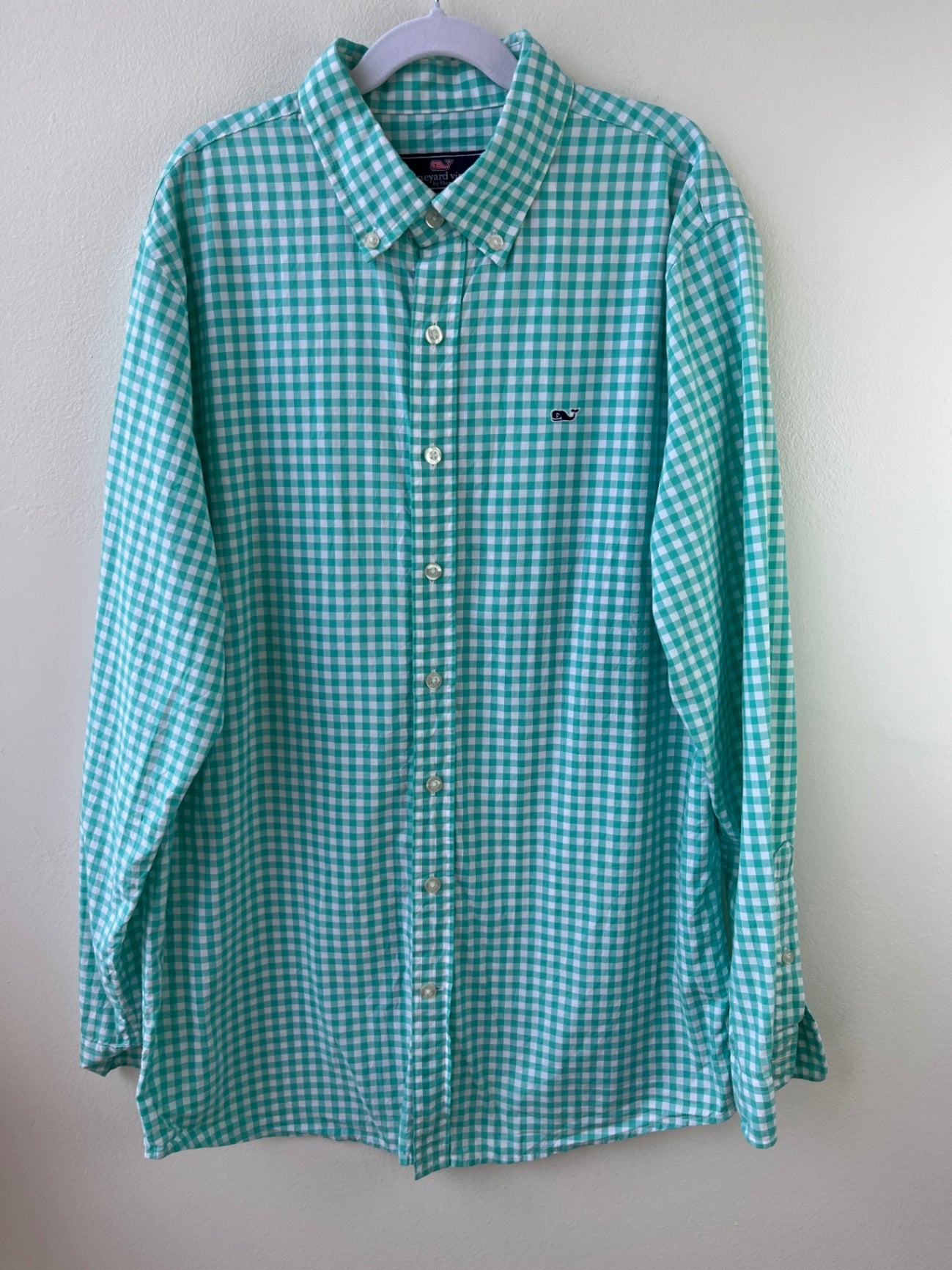 Vineyard Vines | 18 | Shirt - Green - Gingham Whale Shirt