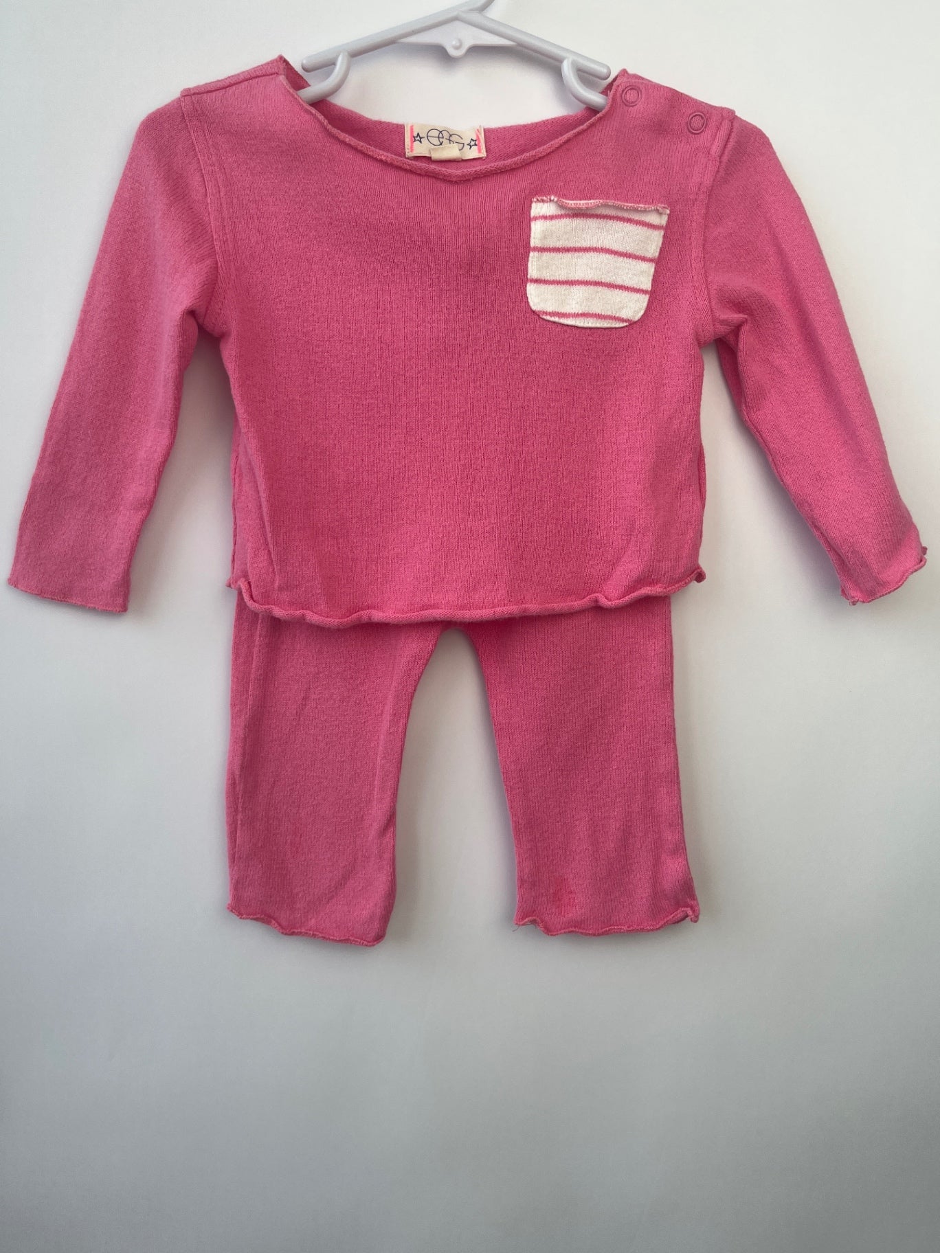 EGG New York 2 Piece Ensemble - Pink Striped Pocket | size 3-6 Months