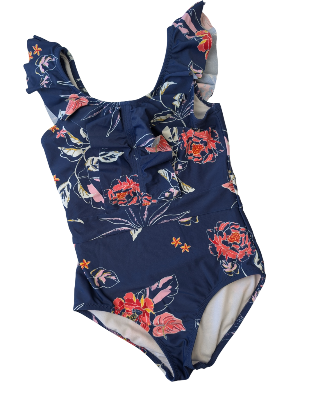 Kanu Surf Swimsuit - Navy Floral Ruffle | size 12