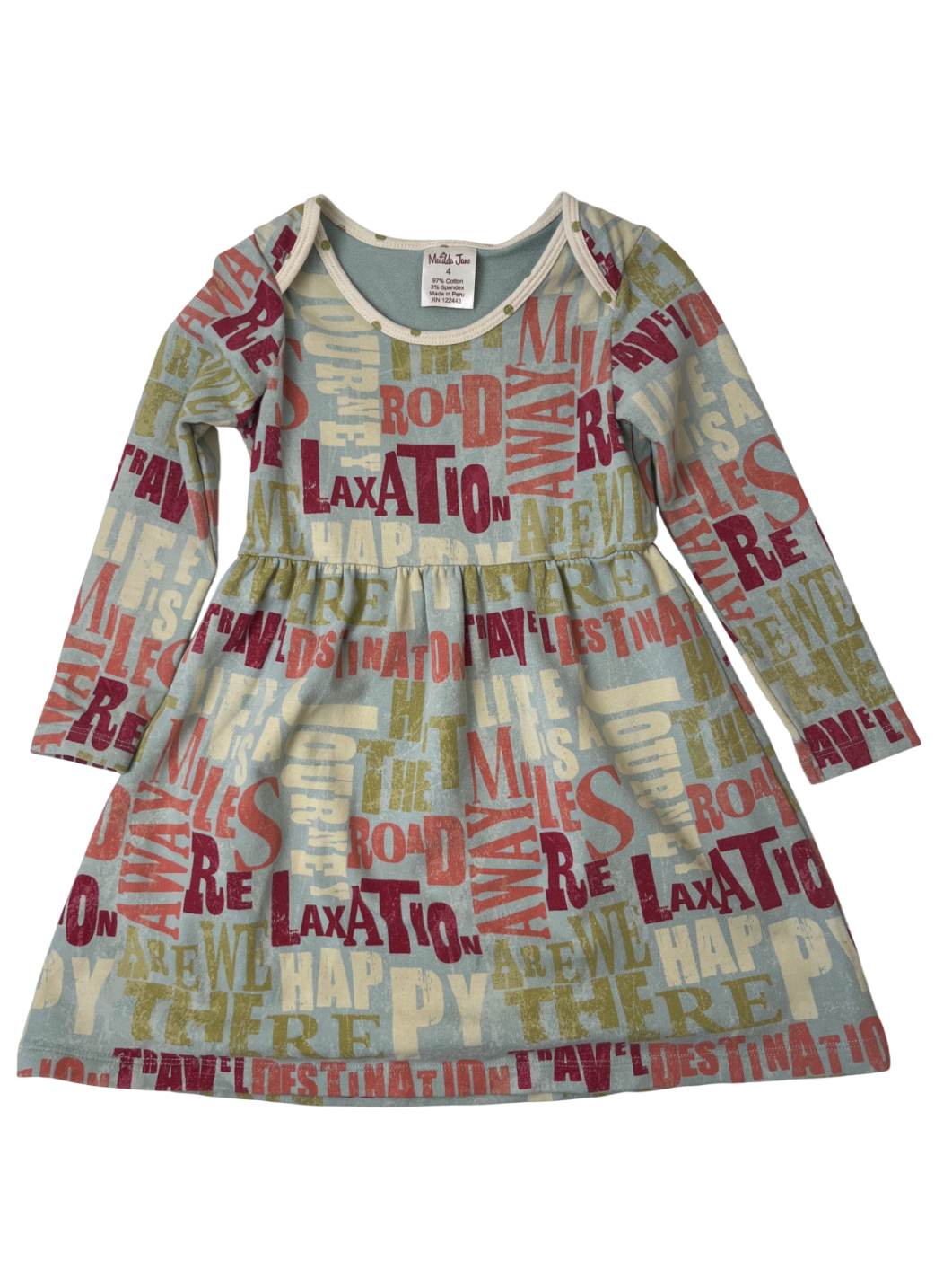 Matilda Jane Dress - Multicolor Word Graphics | size 4T