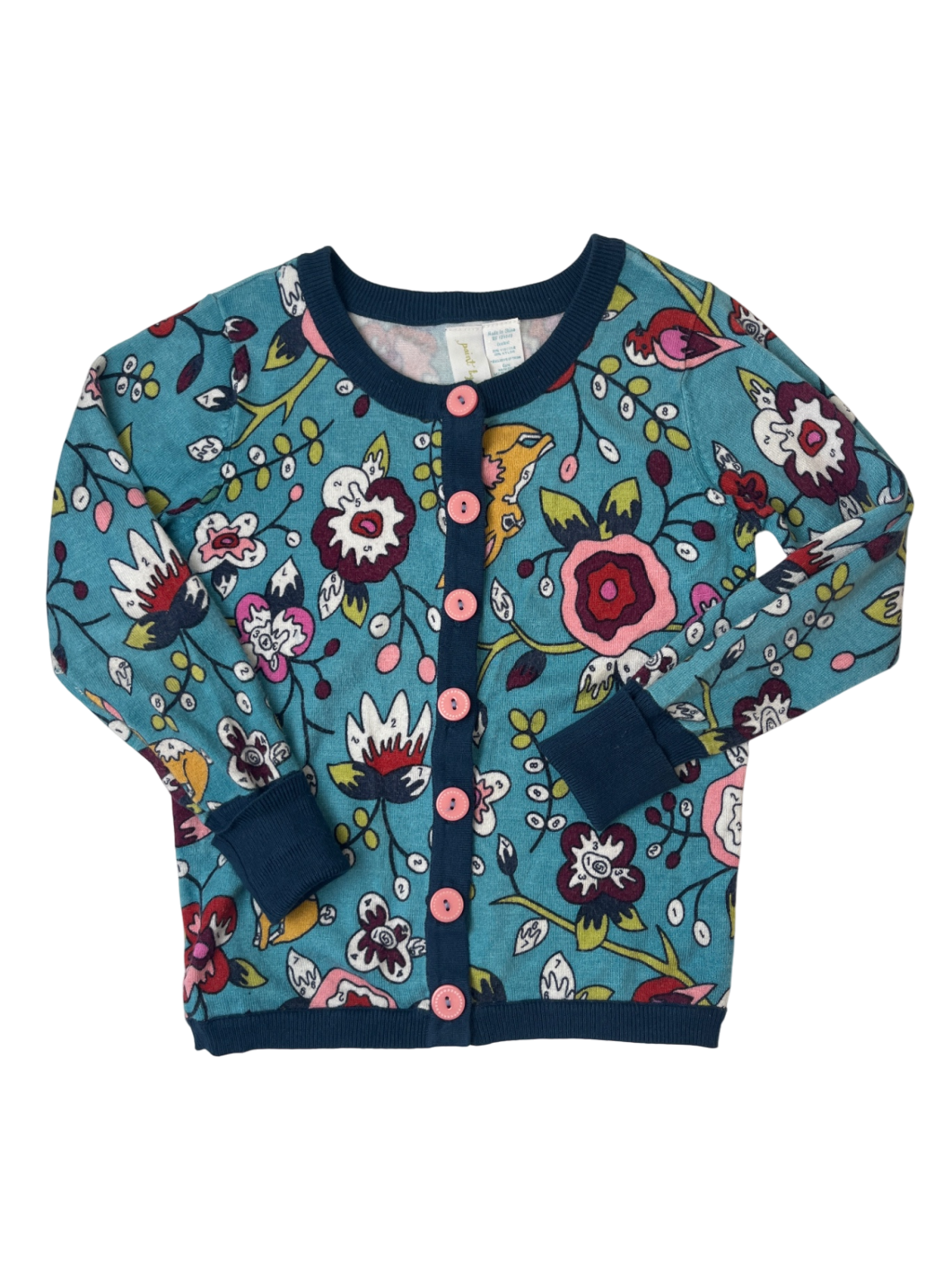 Paint by Numbers Sweater - Blue Flowers and Bunnies | size 4T
