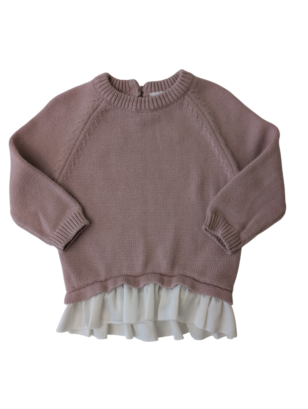 Jamie Kay Sweater - Pink with White Ruffle | size 6-12 months