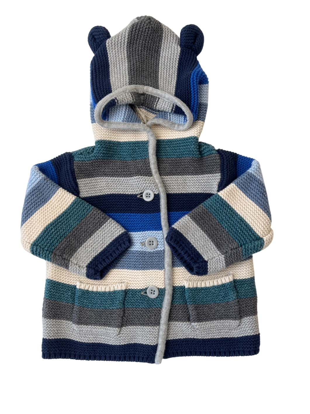 BabyGap Sweater - Multicolor Stripped Hooded Cardigan | size 3 - 6 Months