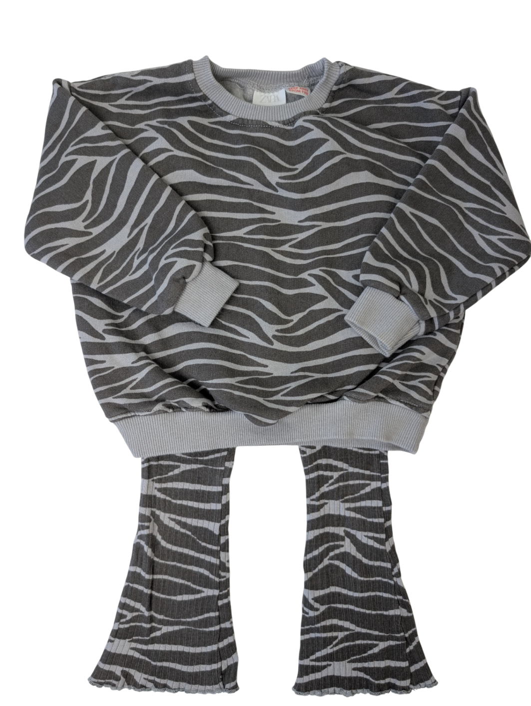 Zara 2PC Sweatshirt & Leggings - Grey Zebra Print | size 3T