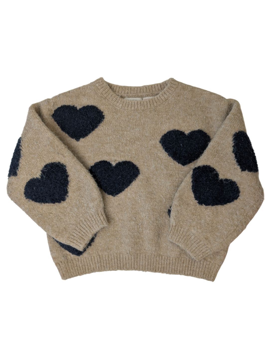 Zara Sweater - Beige 3d Navy Hearts | size 3T