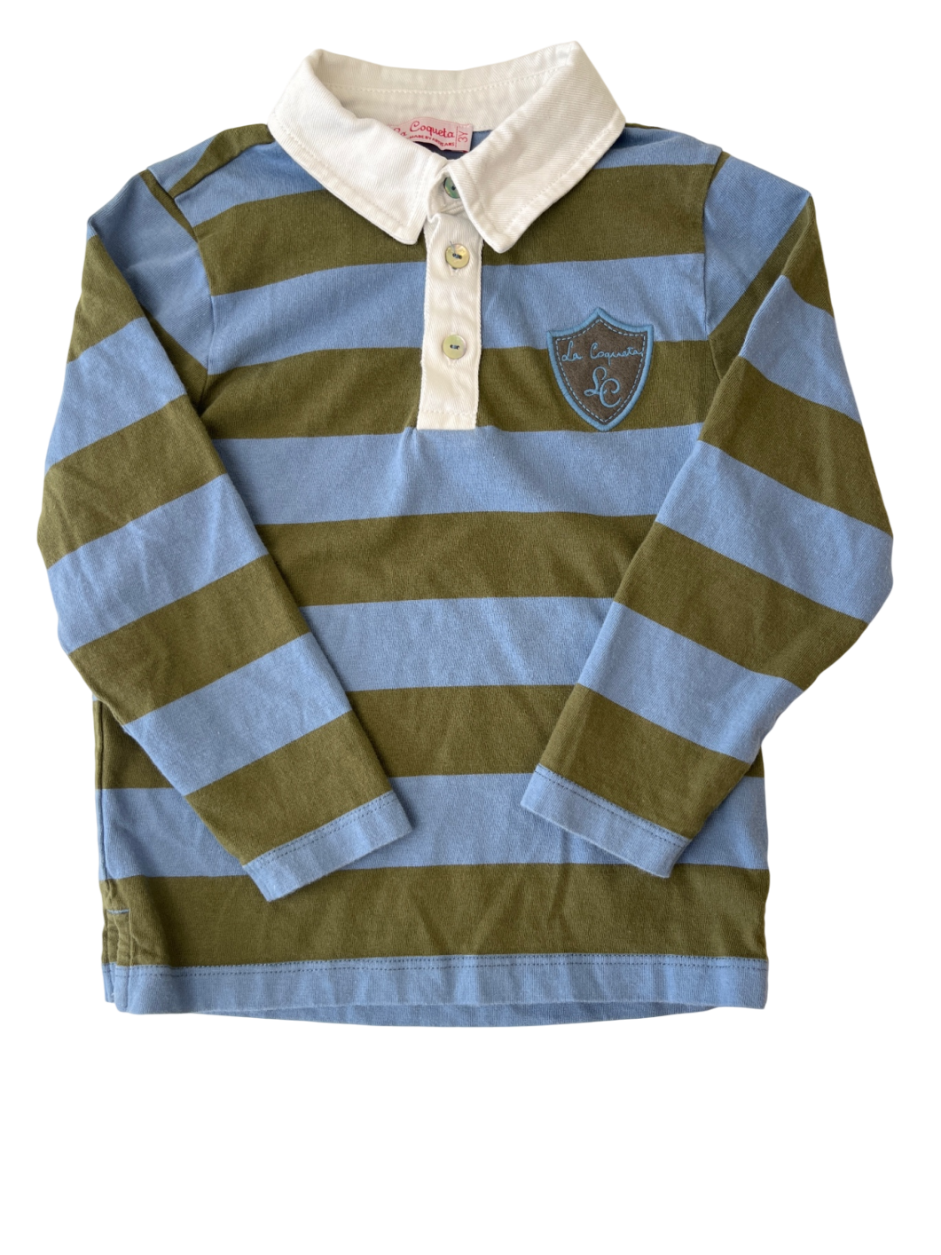 La Coqueta Long Sleeve T-Shirt - Blue and Green Stripes | size 3T