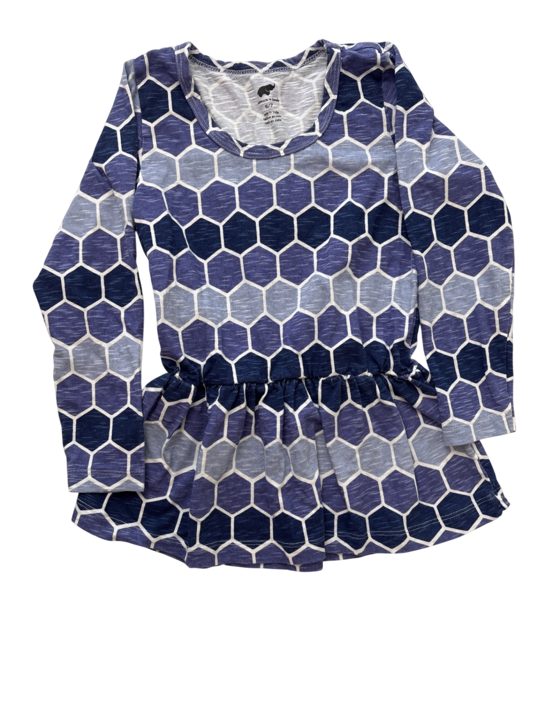 Monica + Andy Peplum Top - Purple Hexagon | size 6/7
