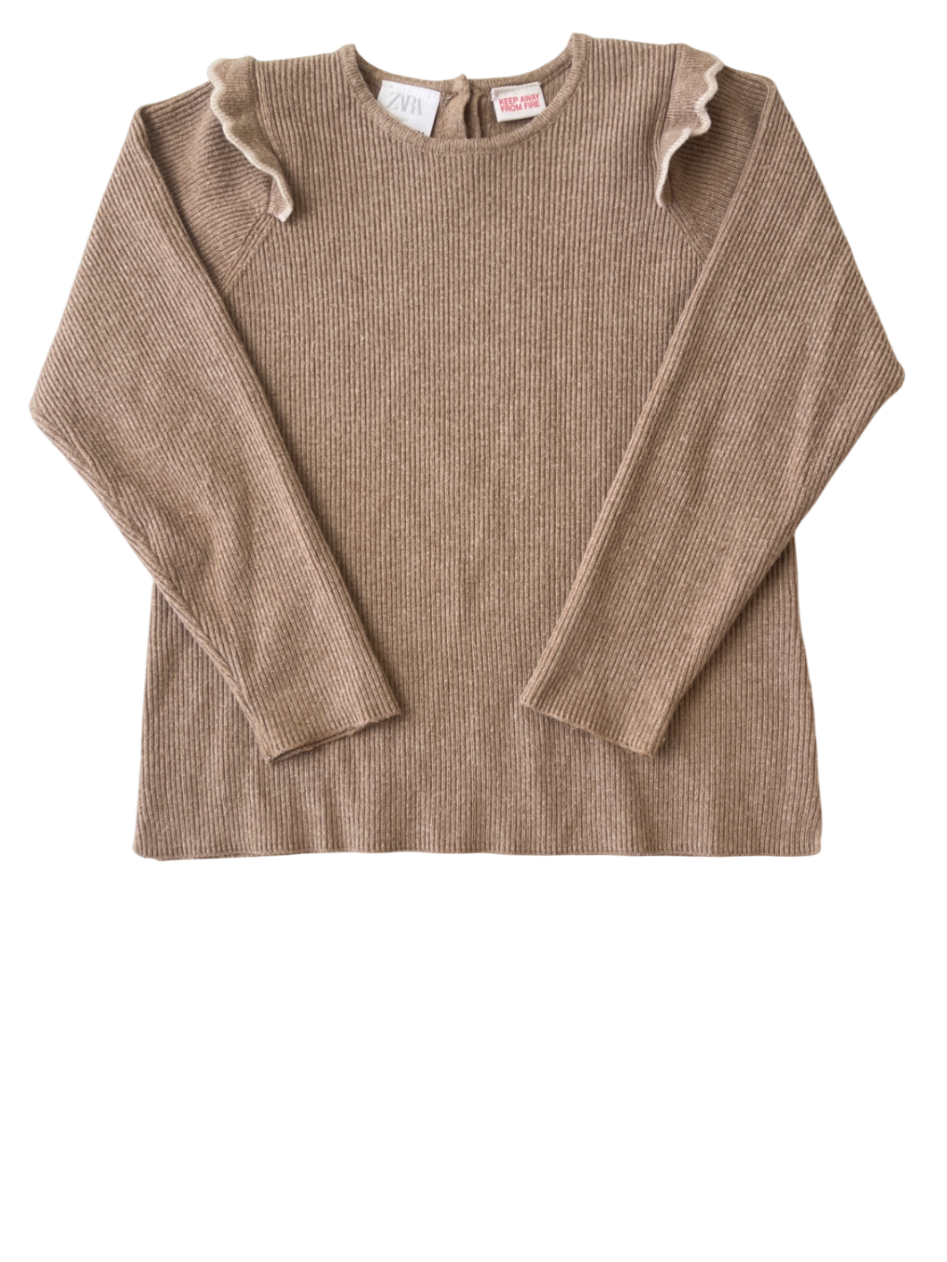 Zara Long Sleeve T-Shirt - Brown Knitted | size 3/4