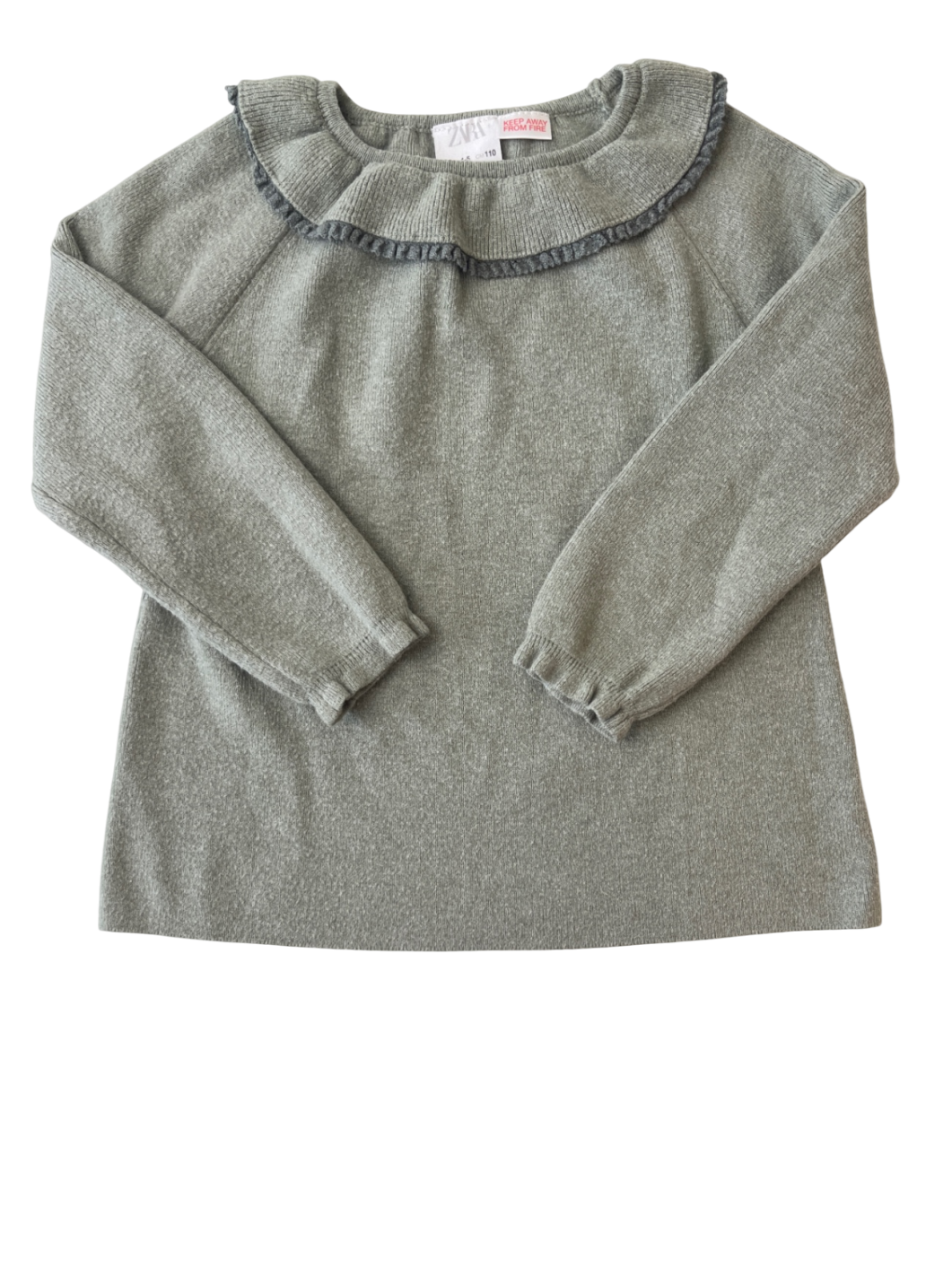 Zara Sweater - Green Ruffle Collar | size 4/5