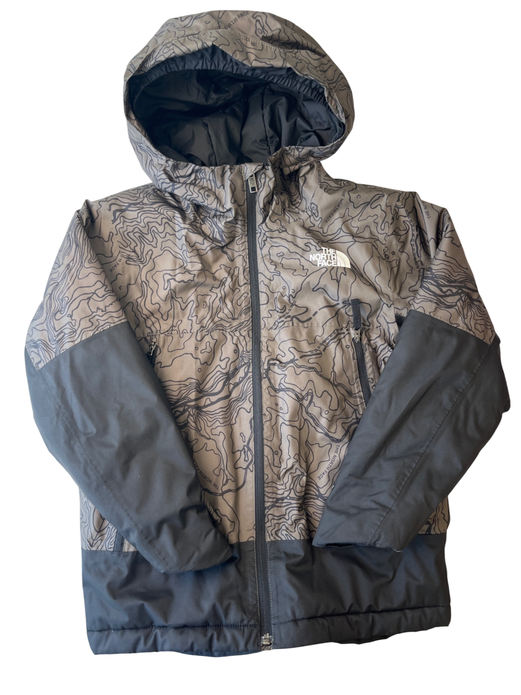 The North Face Coat- Green Topo Print | size 12
