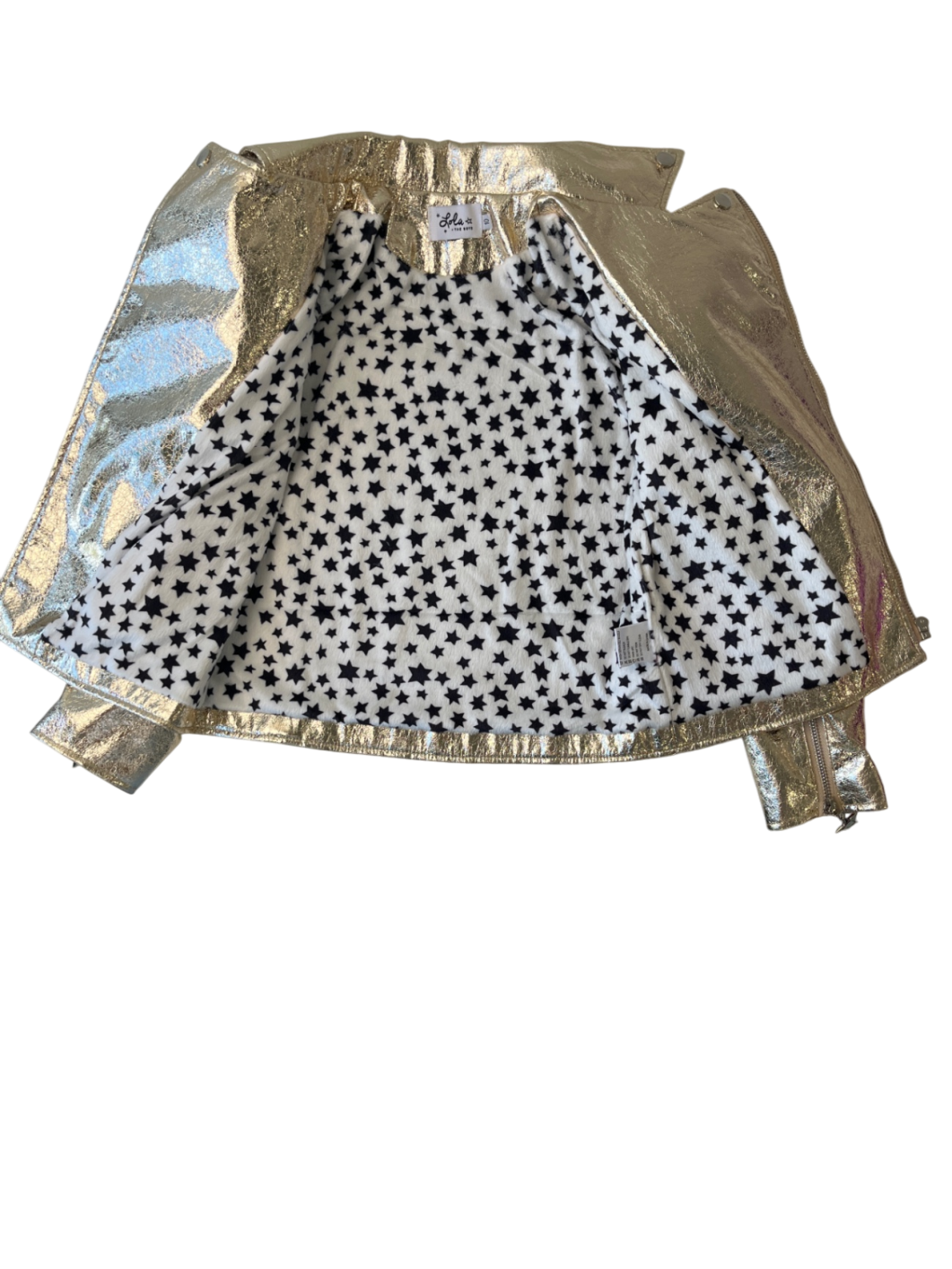 Lola & The Boys - Gold Metallic Moto Jacket | size 10
