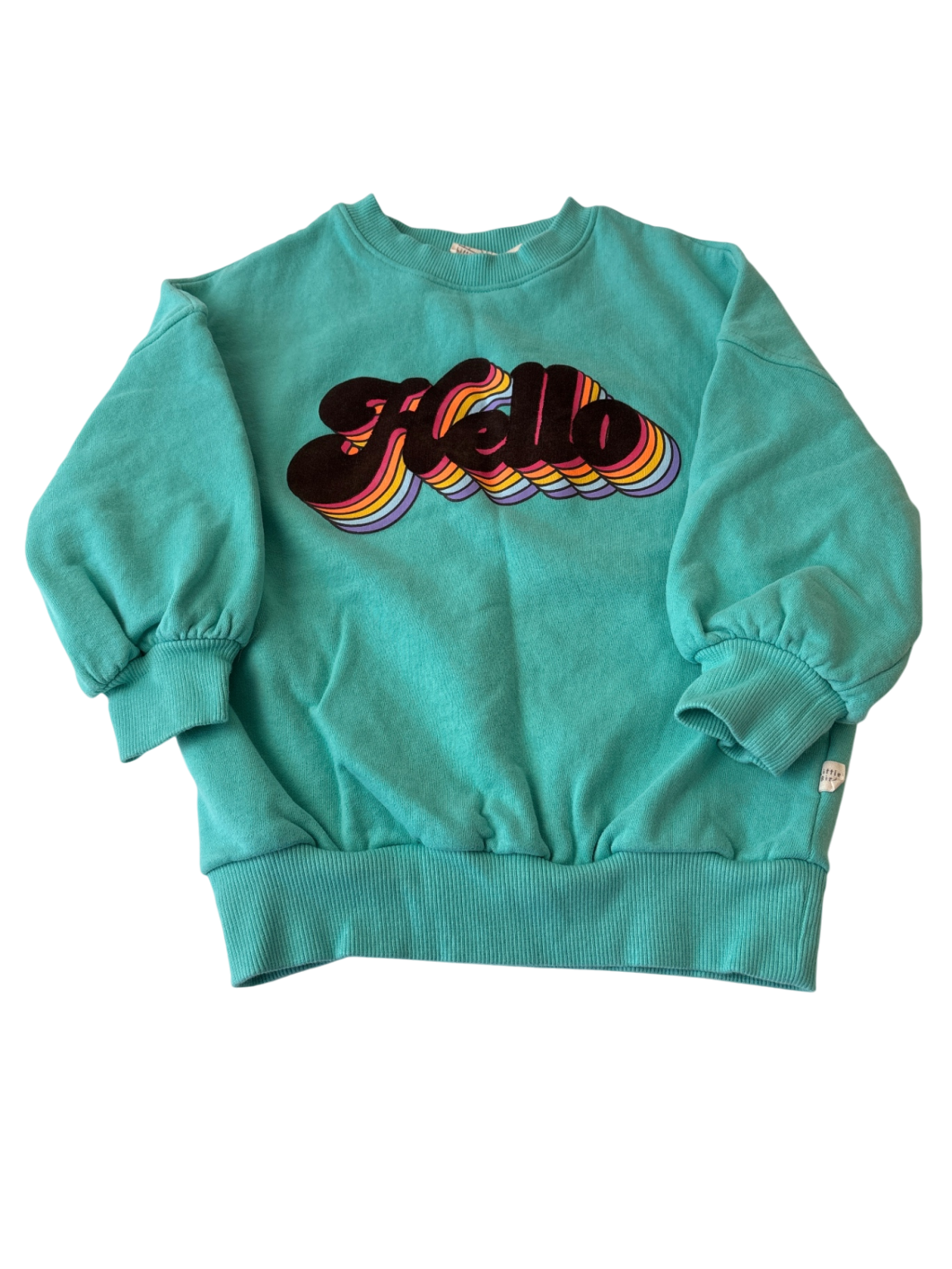 Little Bird by Jools Oliver Sweatshirt - Green Hello Graphic | size 4T/5T