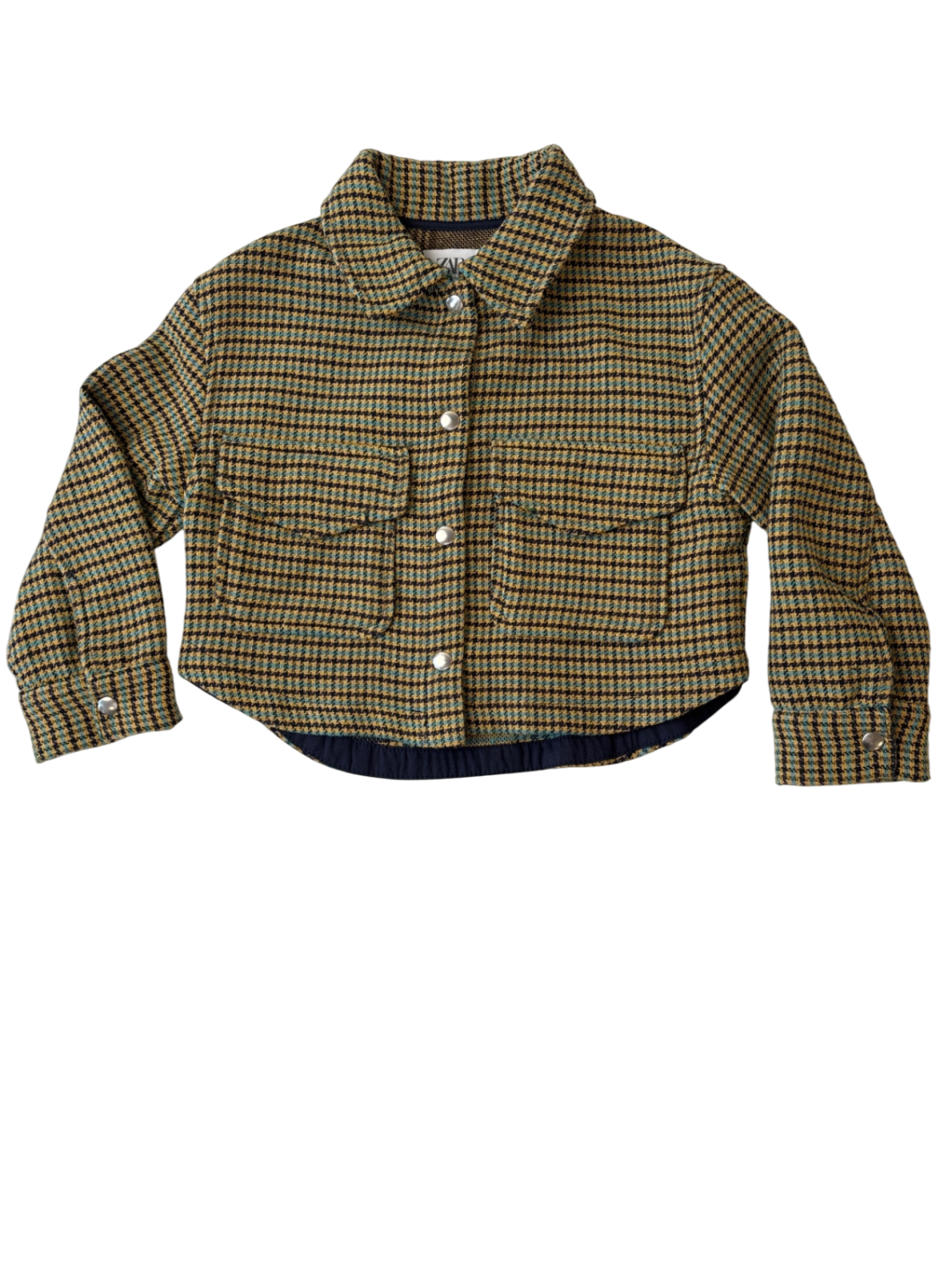 Zara Coat - Yellow Plaid Cropped Shacket | size 6/7