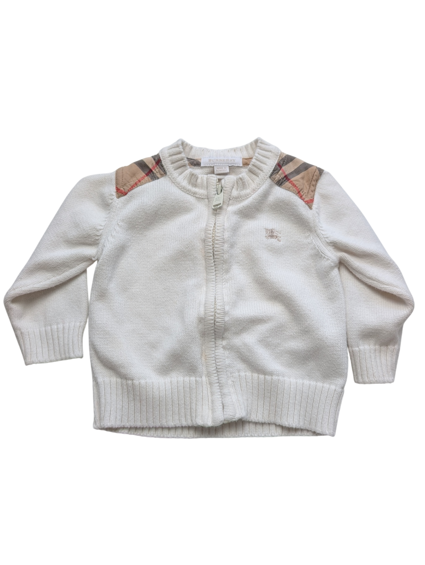 Burberry Sweater - White zip up | size 9 Months