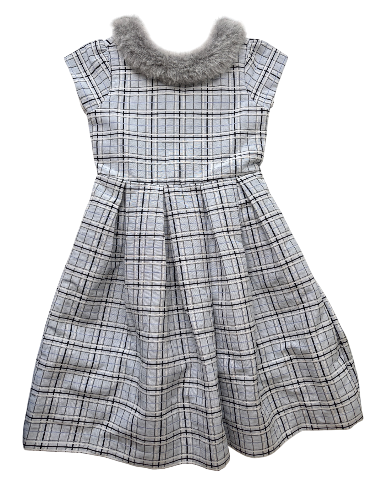 Janie and Jack Dress - Blue Faux Fur Collar | size 10