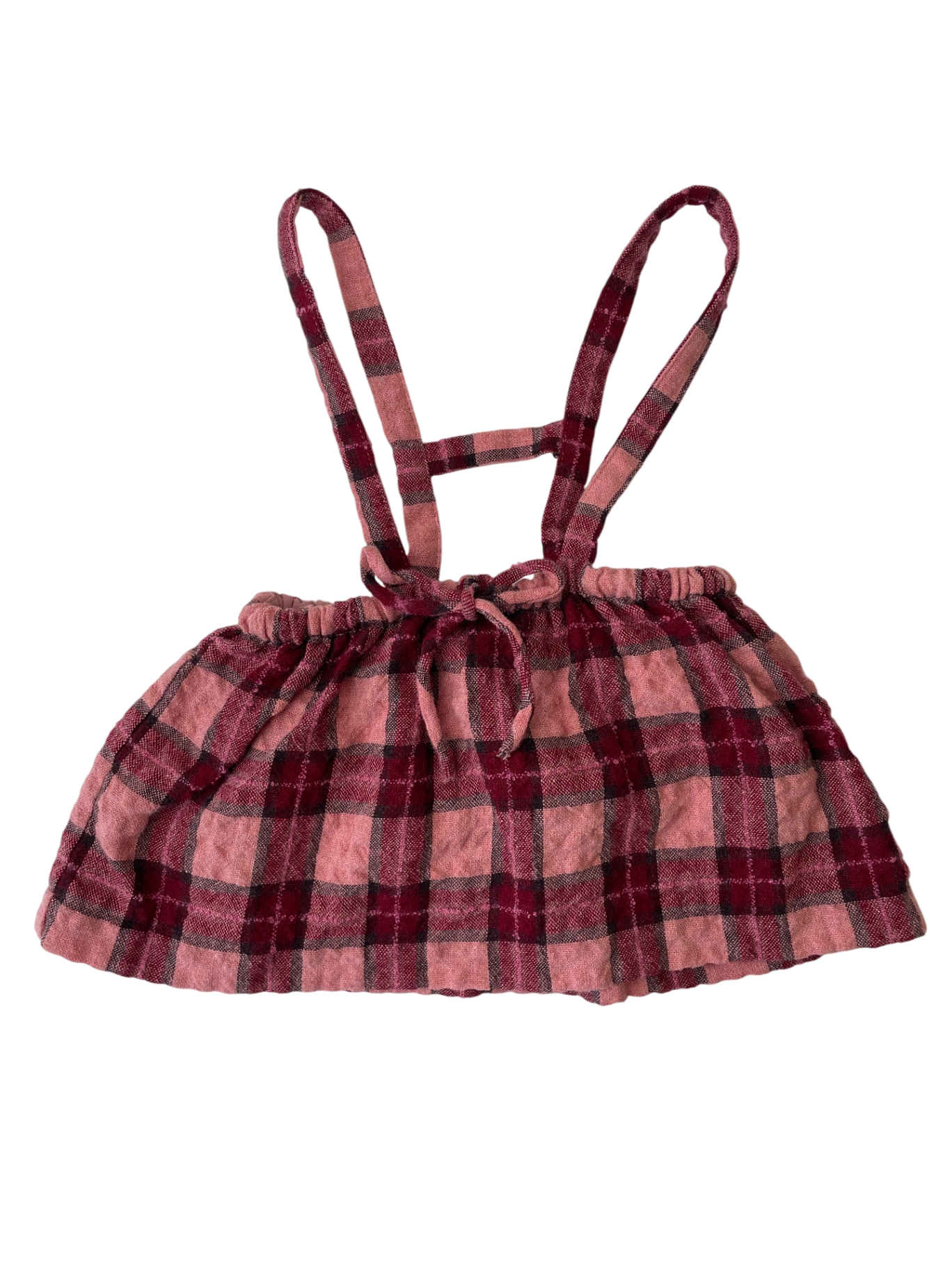 Zara Skirt - Pink Plaid with Suspenders | size 9 - 12 Months