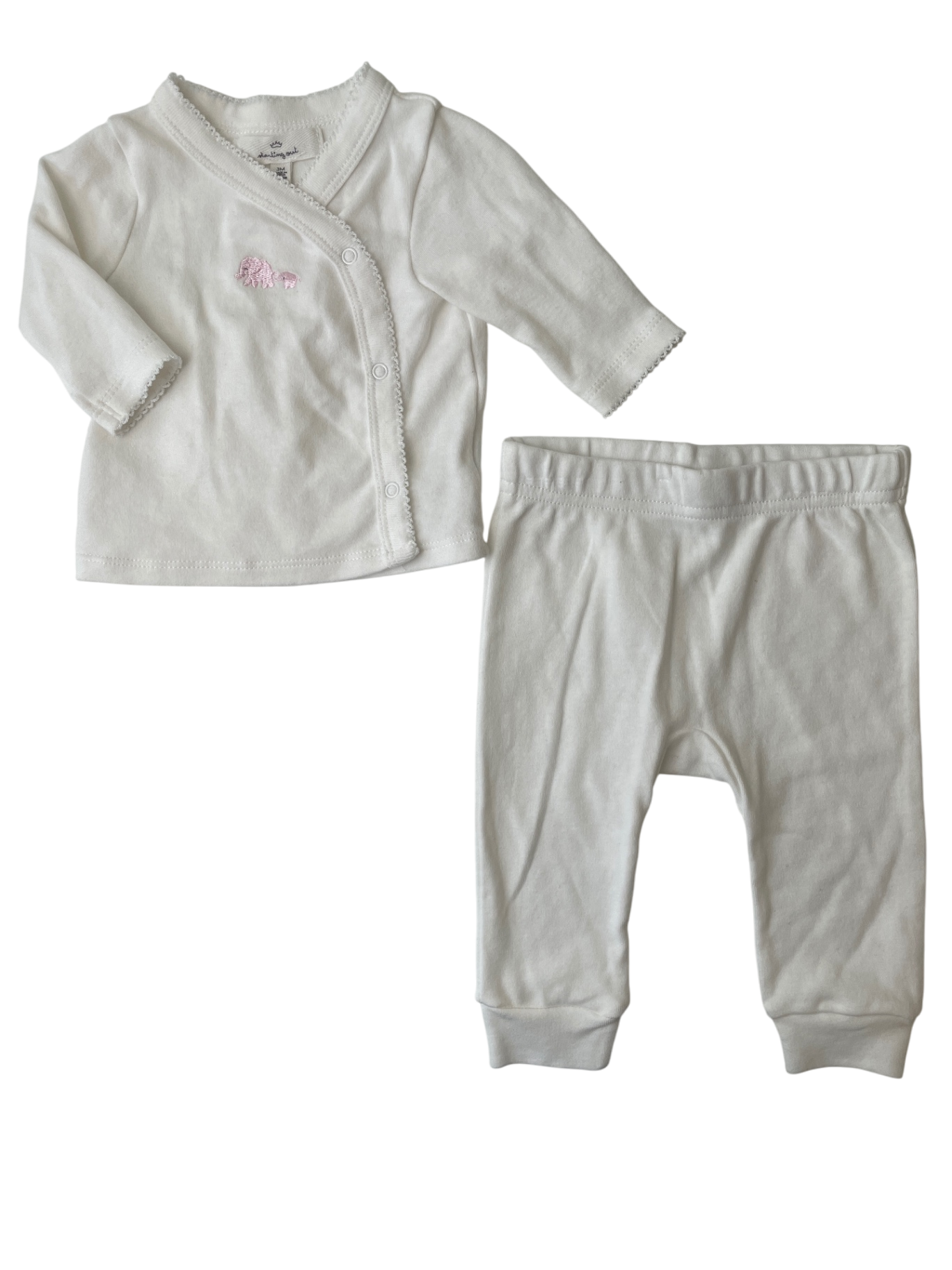Starting Out 2 Piece Ensemble- White Pink Elephant | size 3 Months