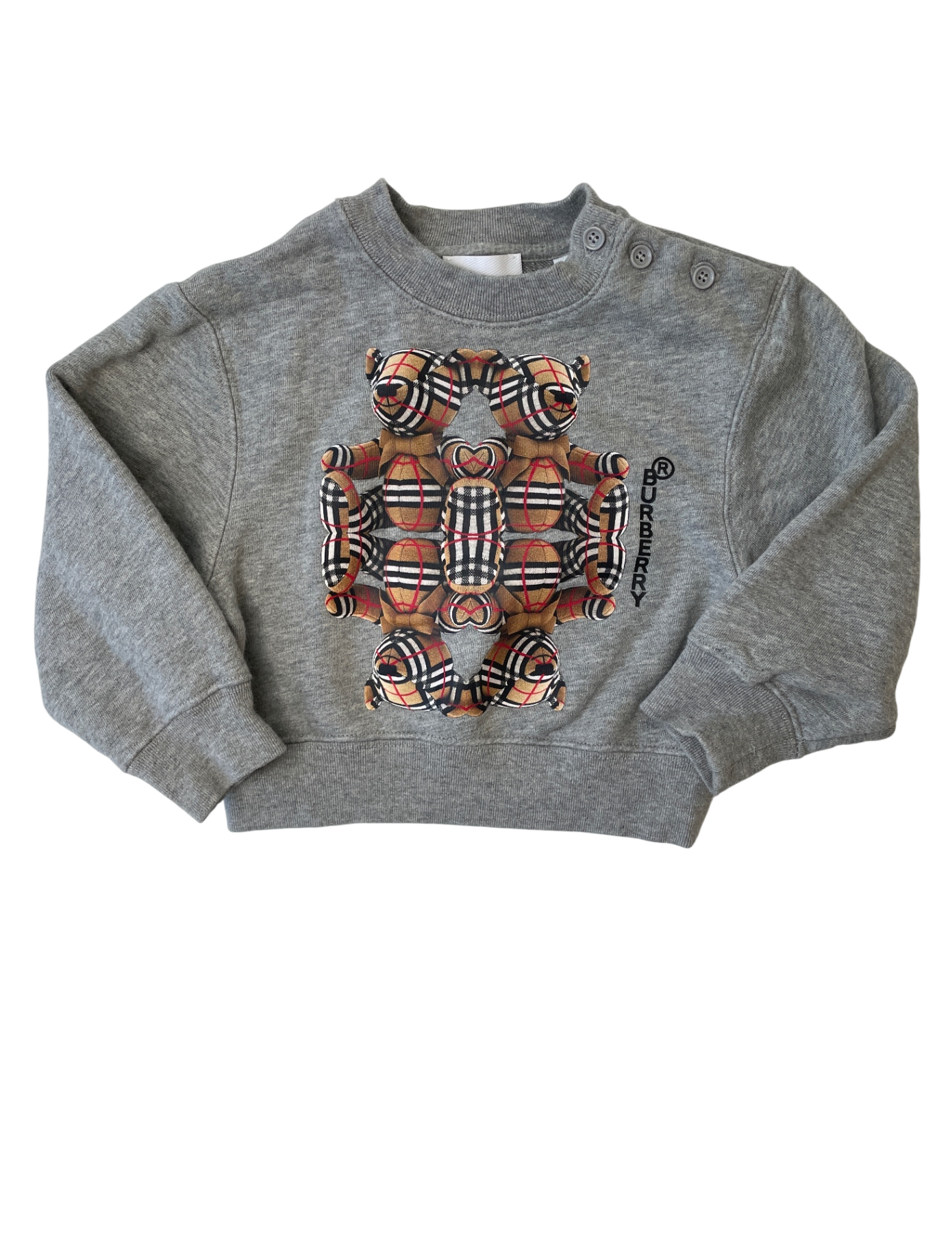 Burberry Sweatshirt - Gray Crewneck Bear Graphic | size 18 Months
