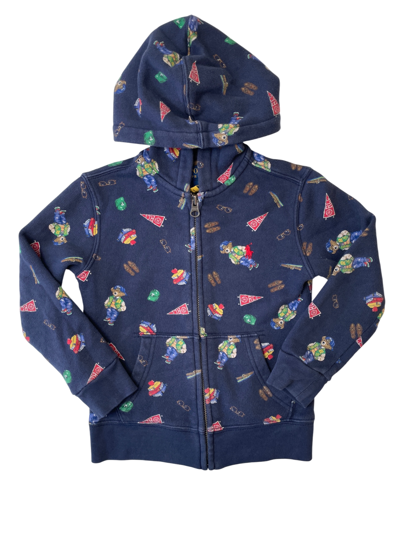 Polo Ralph Lauren Sweatshirt - Navy Blue Zip Up Bear Pattern | size 4T