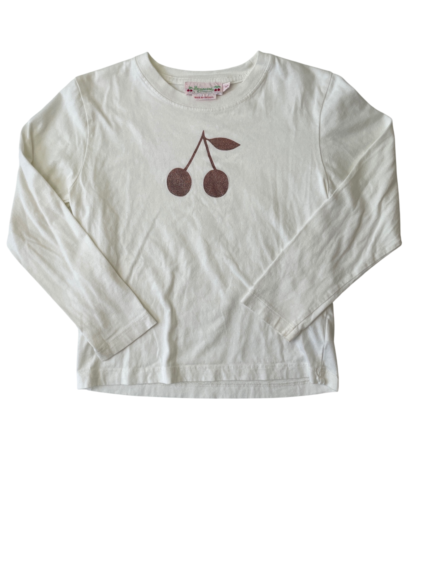 Bonpoint Long Sleeve T-Shirt - White Glitter Cherry | size 6