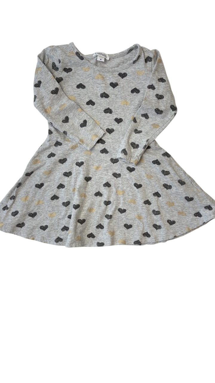 Flapdoodles Dress - Gray Heart Print | size 4T