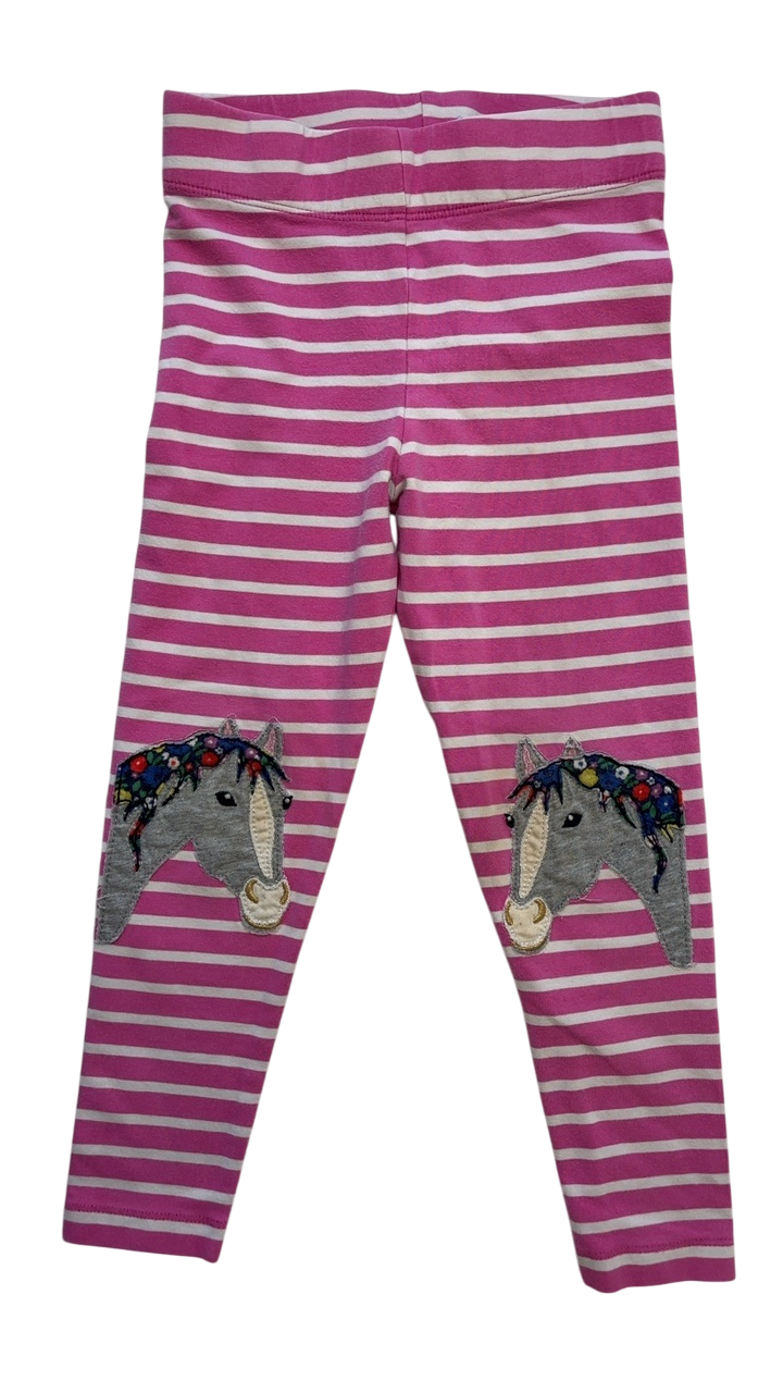 Mini Boden Leggings - Pink Stripe with Unicorn | size 4T/5T