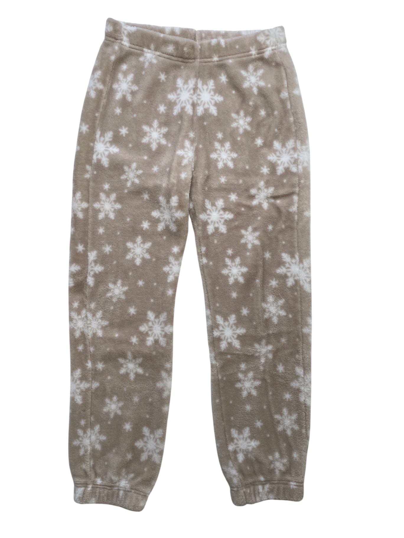 Abercrombie Kids 2 Piece Ensemble - Beige Fleece Snowflake Pajamas | size 9/10