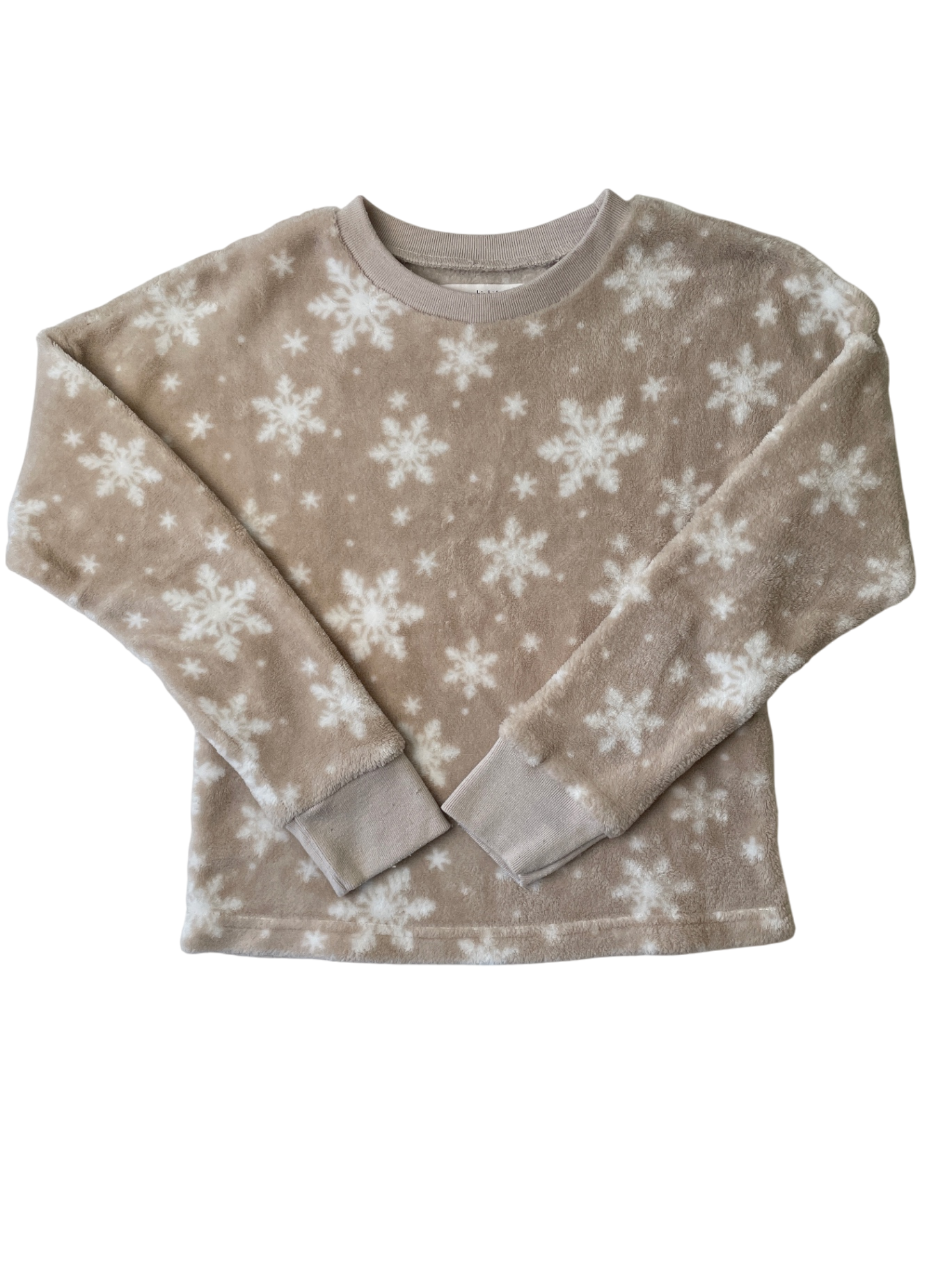 Abercrombie Kids 2 Piece Ensemble - Beige Fleece Snowflake Pajamas | size 9/10