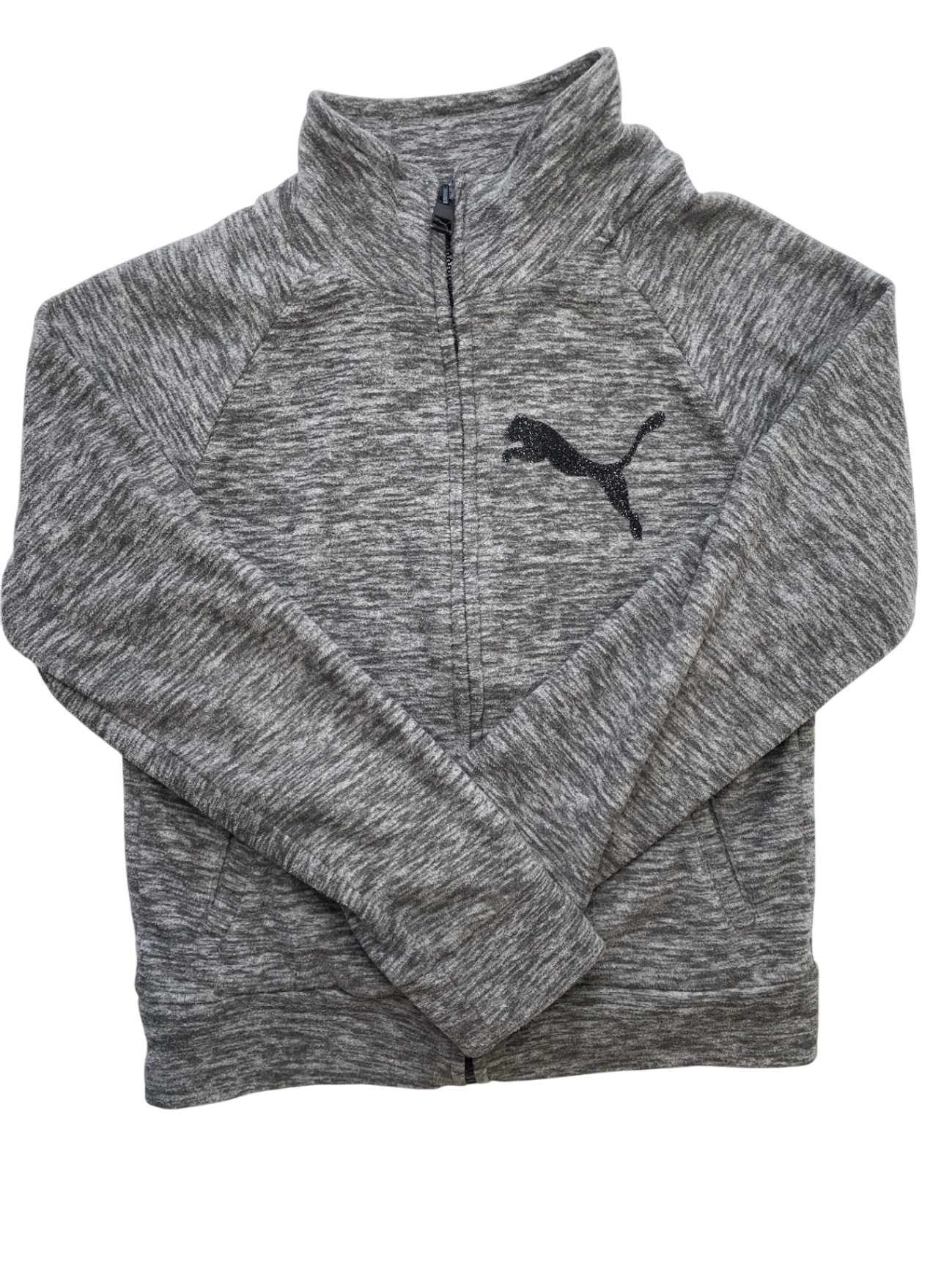 Puma Jacket - Gray Zip Up Fleece Glitter Logo | size 8/10