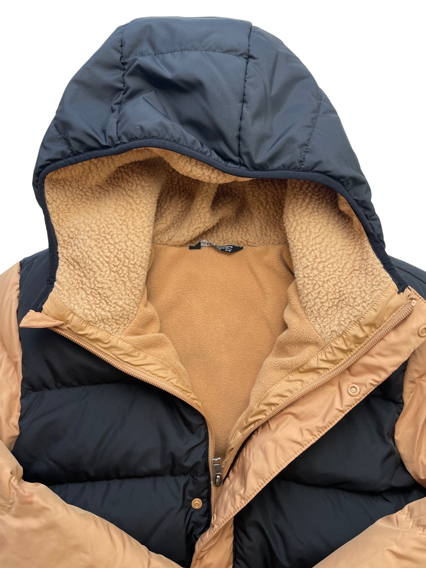 The North Face Coat - Black/Tan Two Tone Puffer Fleece-Lined | size 14/16