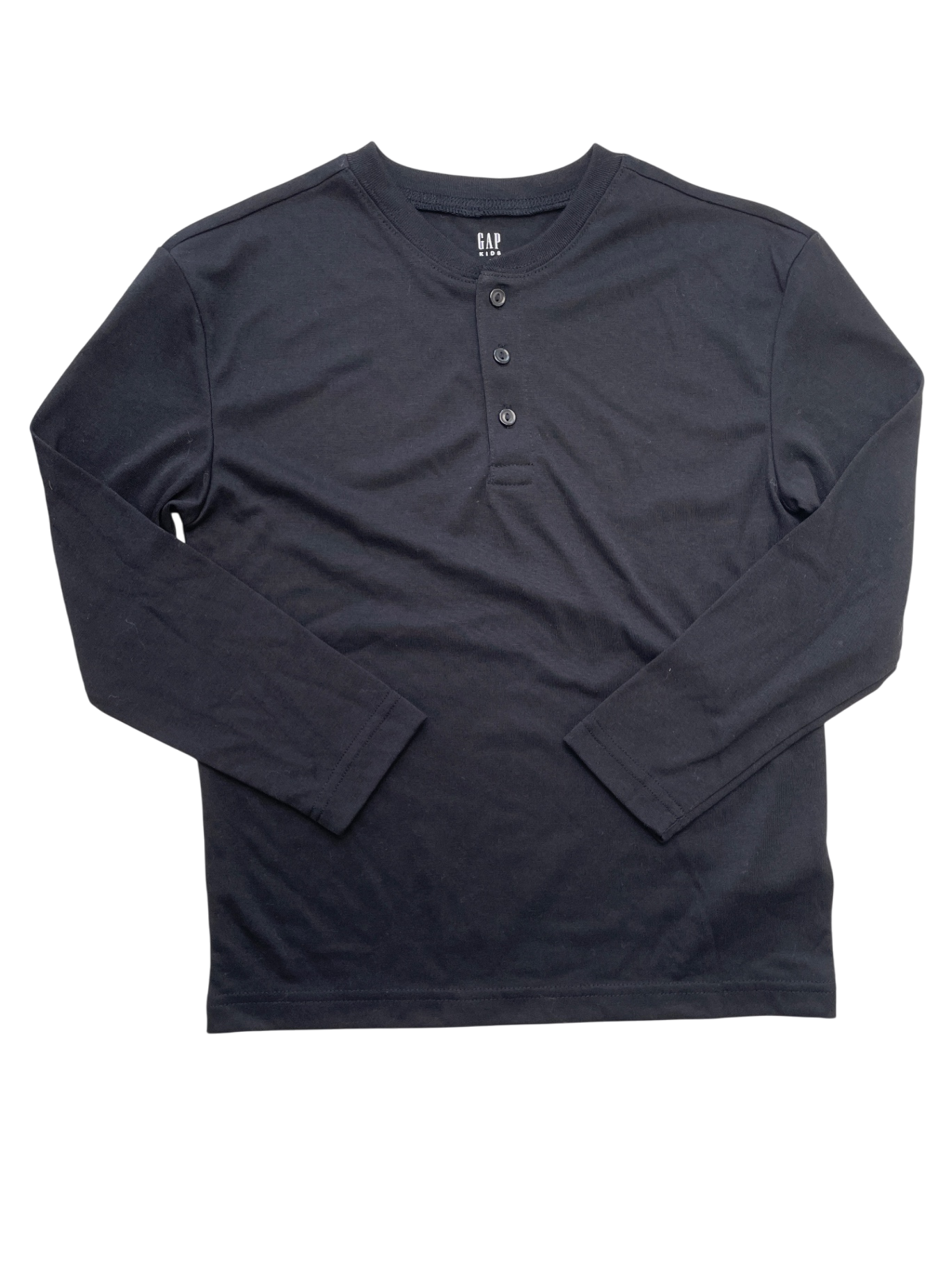 GapKids Long Sleeve T-Shirt - Black Henley | size 8