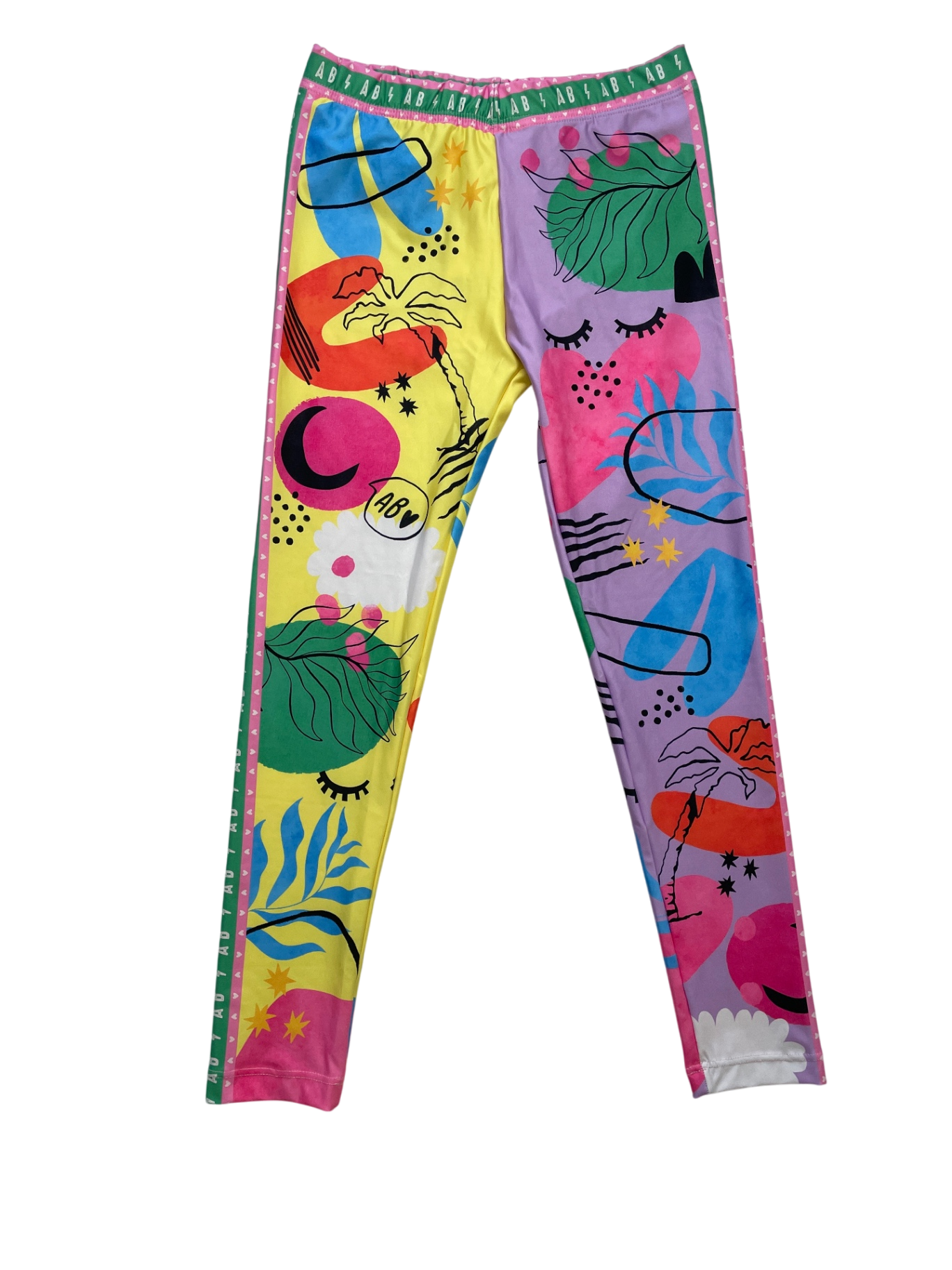 Agua Bendita Leggings - Multicolor Graphic Pattern | size 12